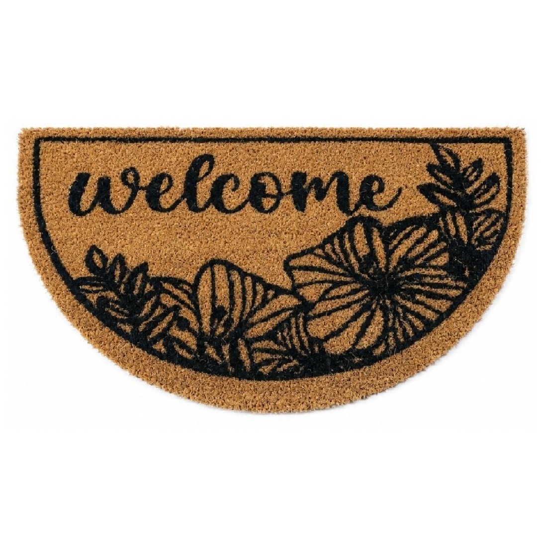 Capacho Meia Lua Fibra De Coco 60x33cm - Komeco Welcome Flores
