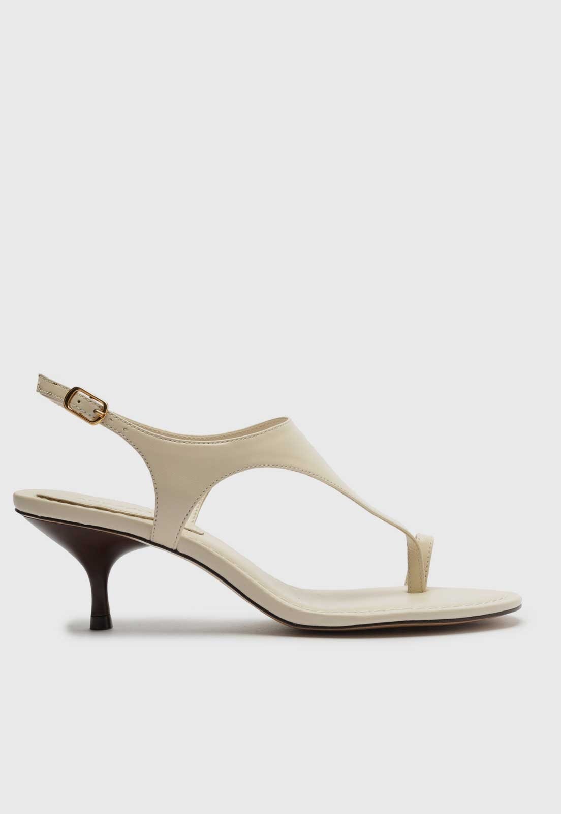 Sandália Média Arezzo Salto Fino Fivela Off-White
