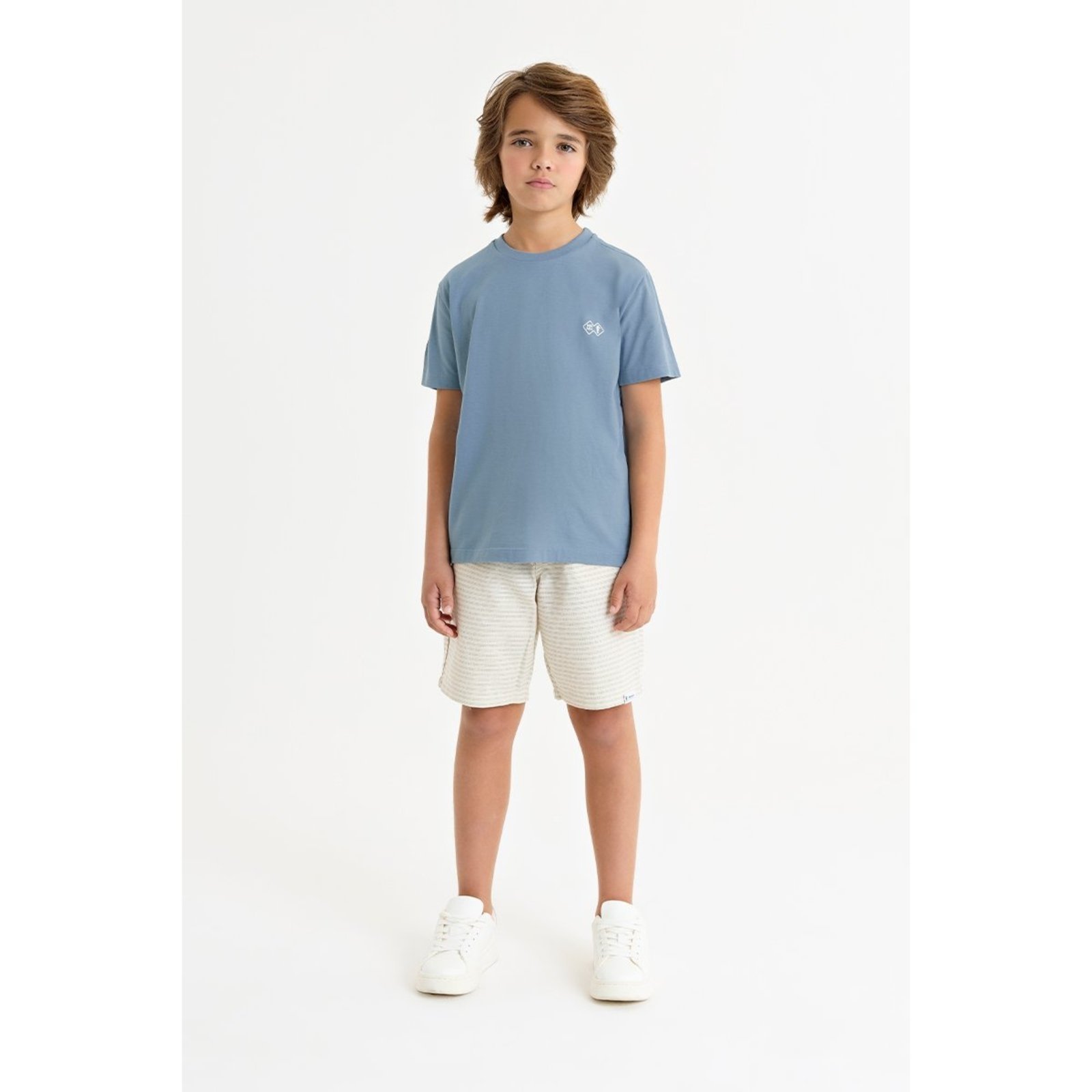 Infantil - Conjunto Masculino com Camiseta e Bermuda em Sarja Confortável