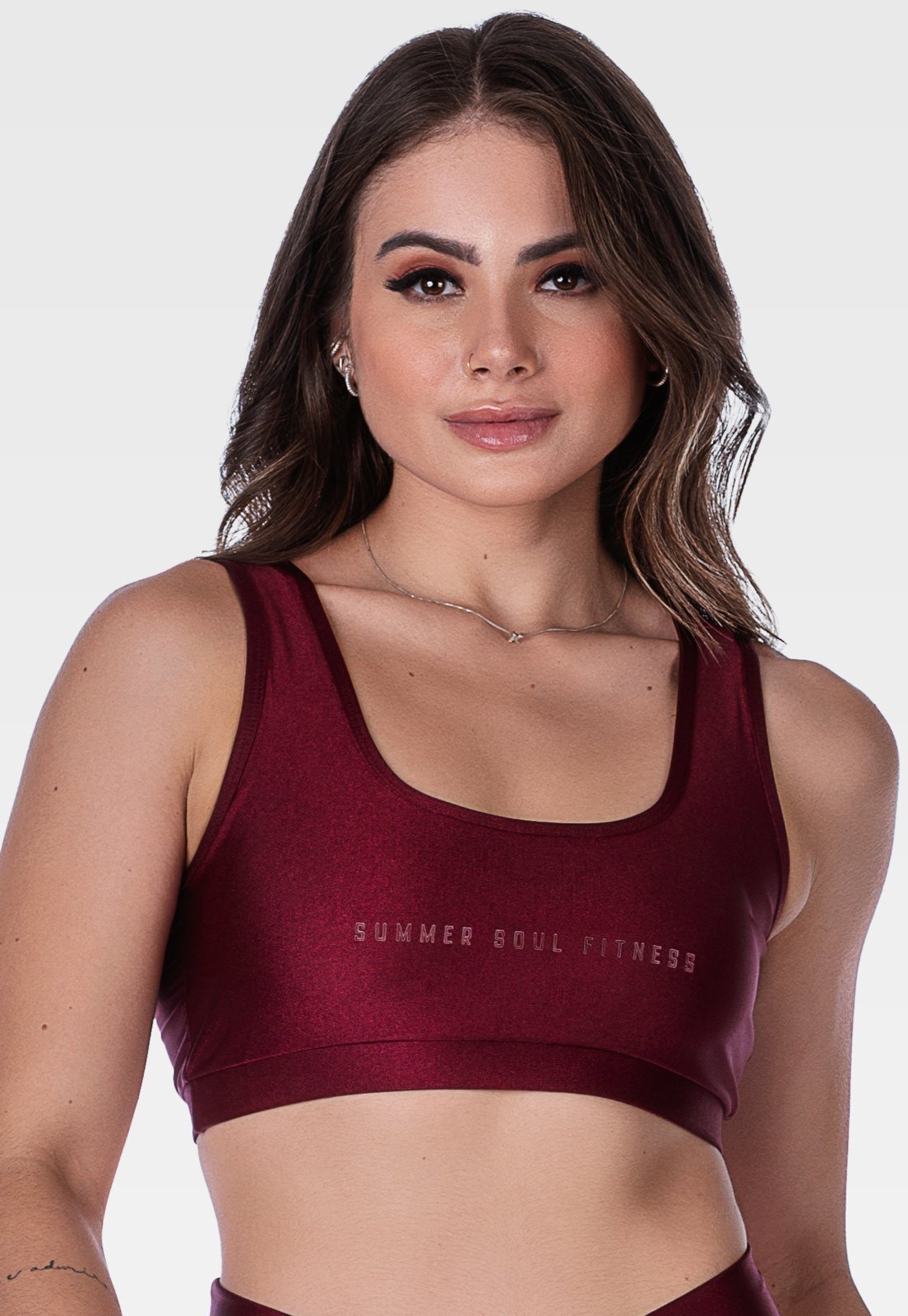 Top Fitness Bojo Removível Perfeito para Atividades Intensas Summer Soul Bordô