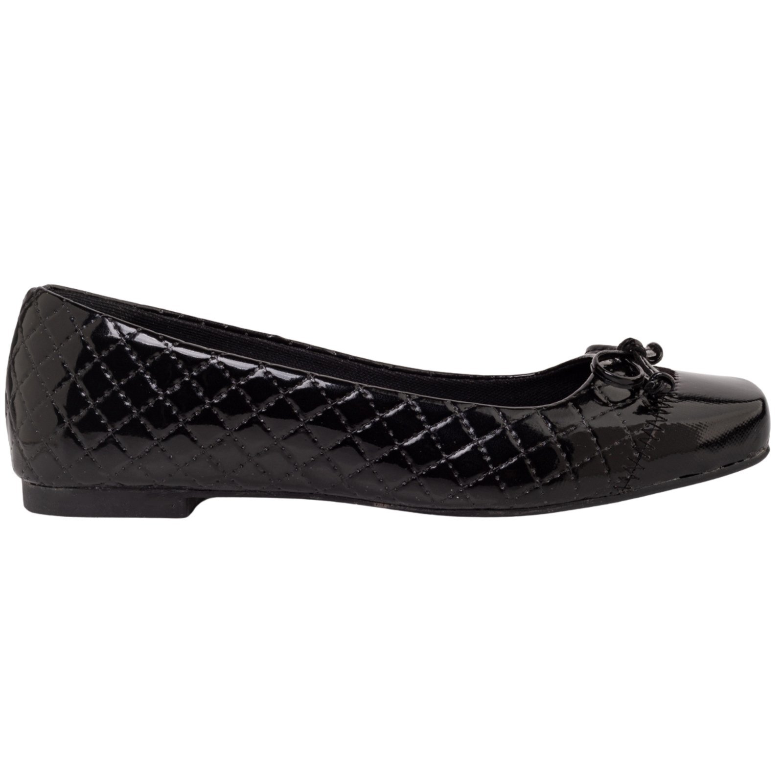 Sapatilha Feminina Bico Quadrado Bailarina Loafer Confortável Via Angel 79.01 Preto