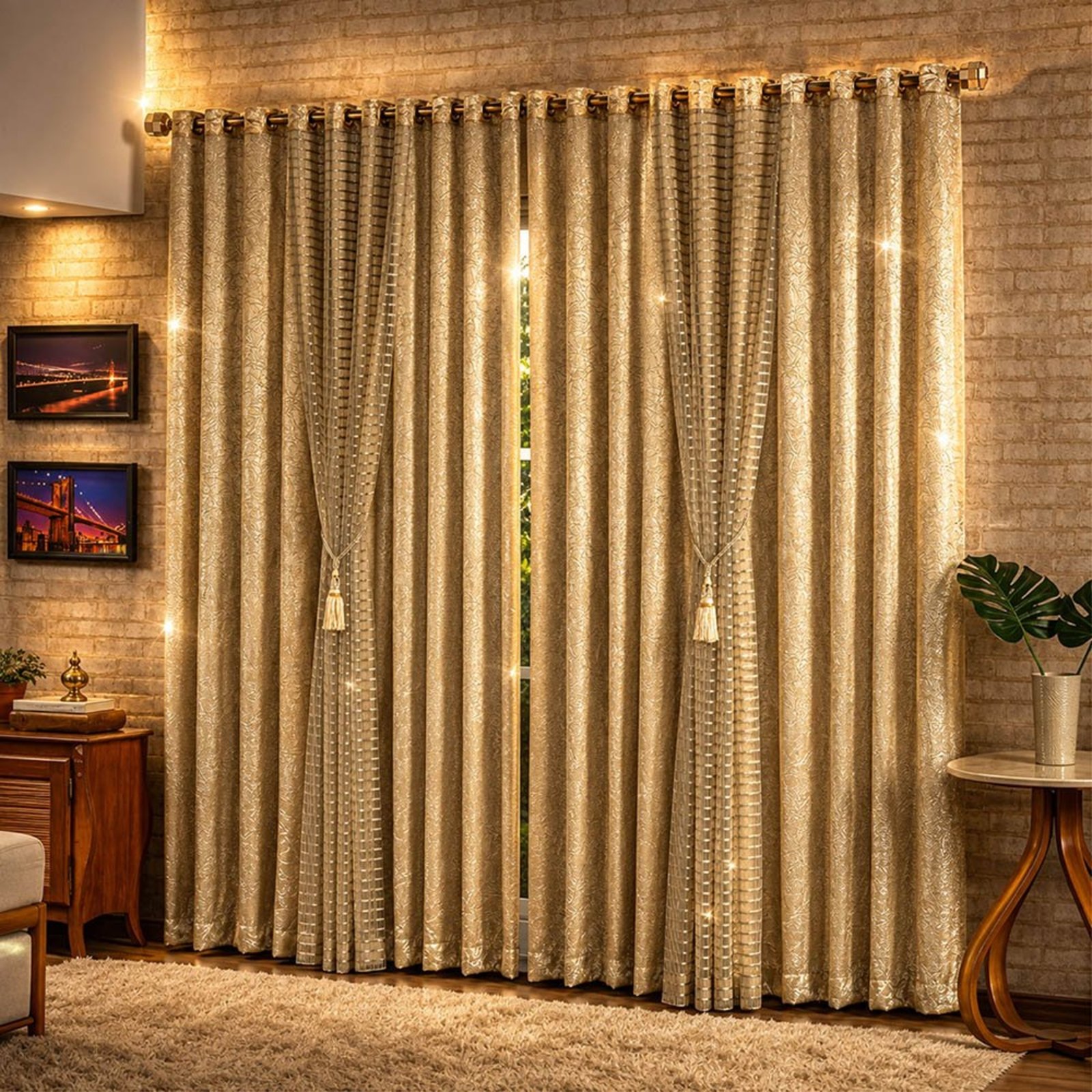 Cortina Rekynte para Varão 2,00m x 1,70m Linha Nobre - Bronze