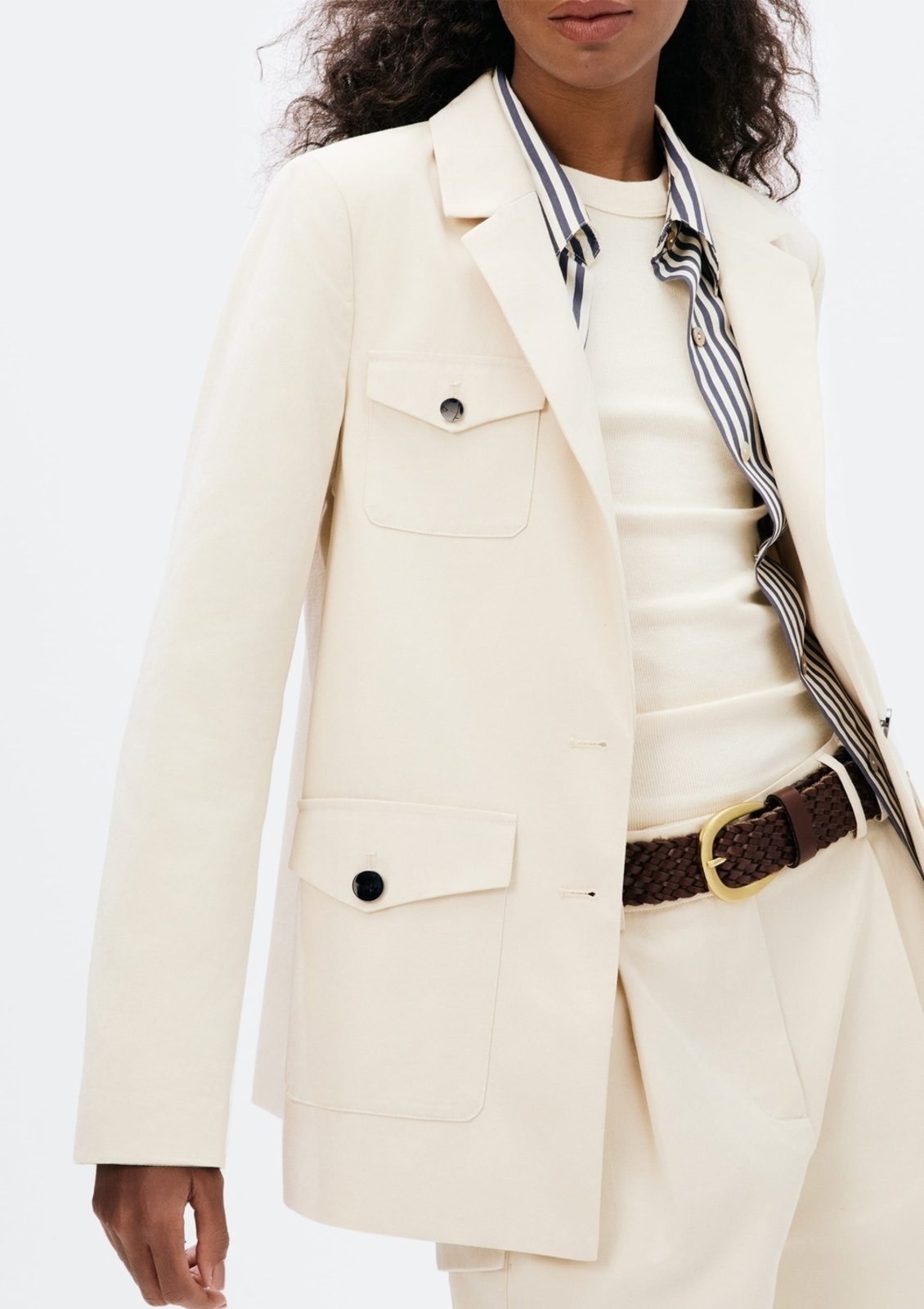 Vista 3 Blazer Feminino Com Bolsos Hering bege Hering bege