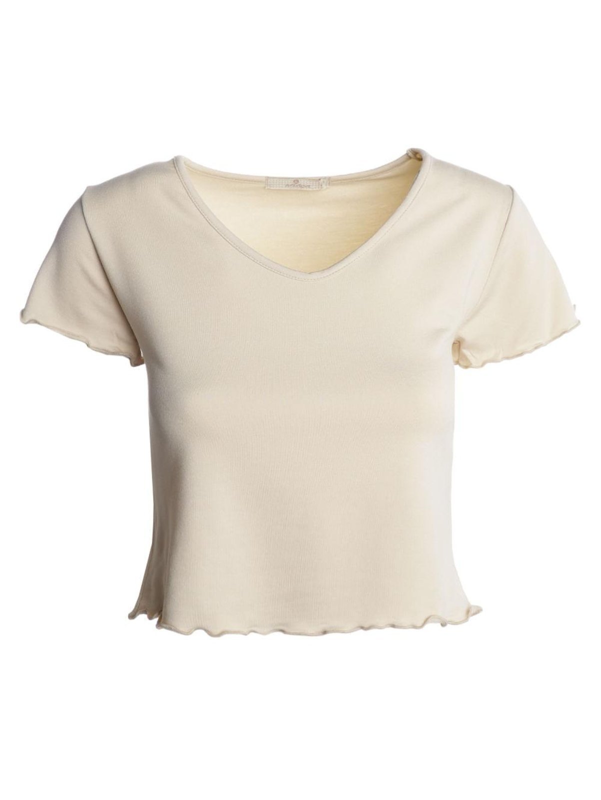 Vista 2 Blusa Cropped Manga Curta Feminina AREIA Autentique amarelo Autentique amarelo
