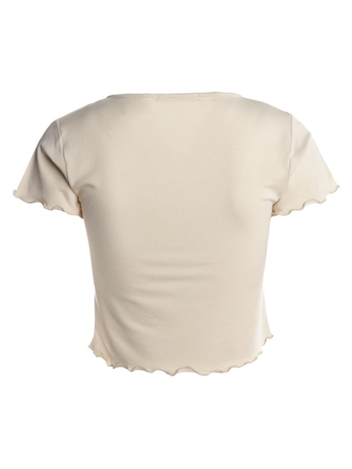 Vista 3 Blusa Cropped Manga Curta Feminina AREIA Autentique amarelo Autentique amarelo
