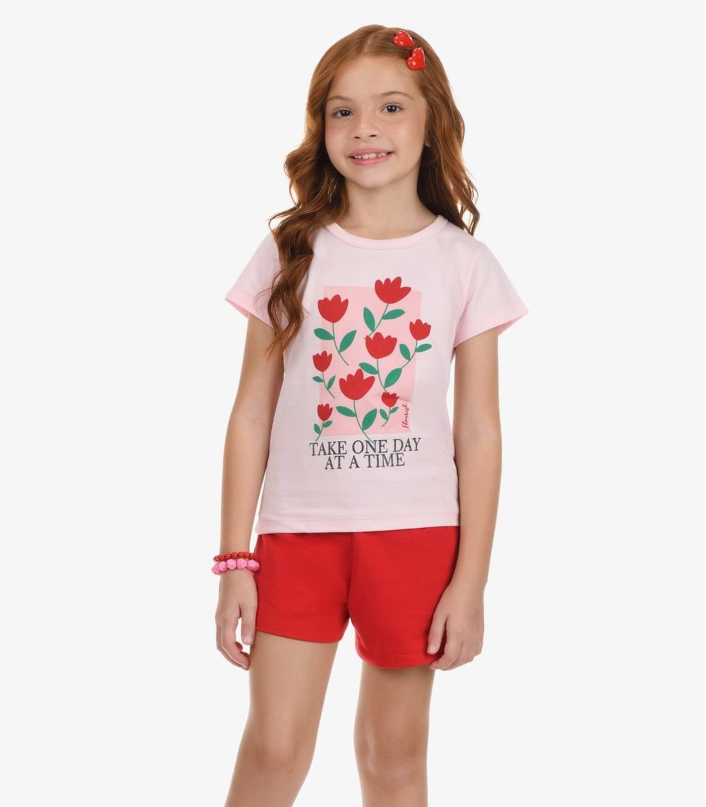 Infantil - Conjunto Blusa com Shorts Meia Malha Rovi Rosa