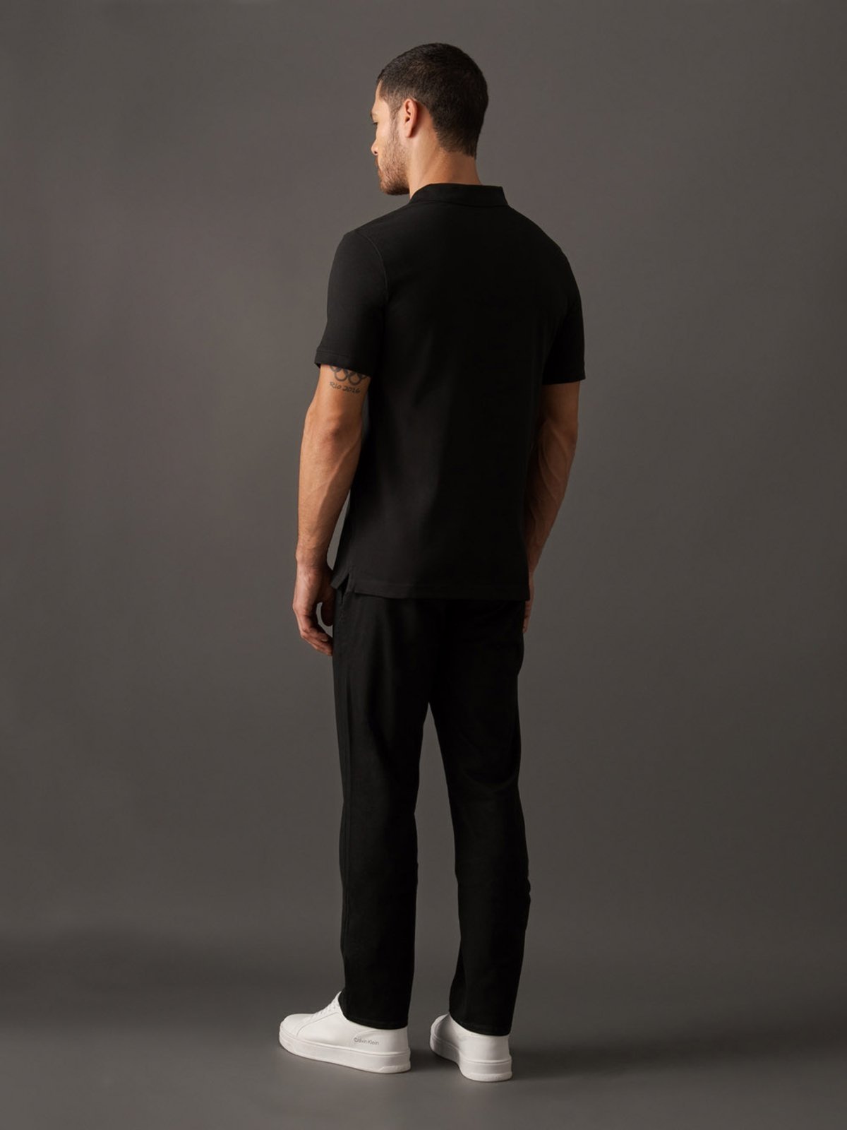 Polo Masculina Slim Piquet Calvin Klein – Preto CKS Premium Label