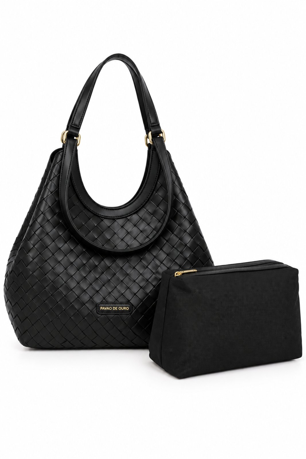 Bolsa Hobo Trançada D Bell Outlet Fashion Preto