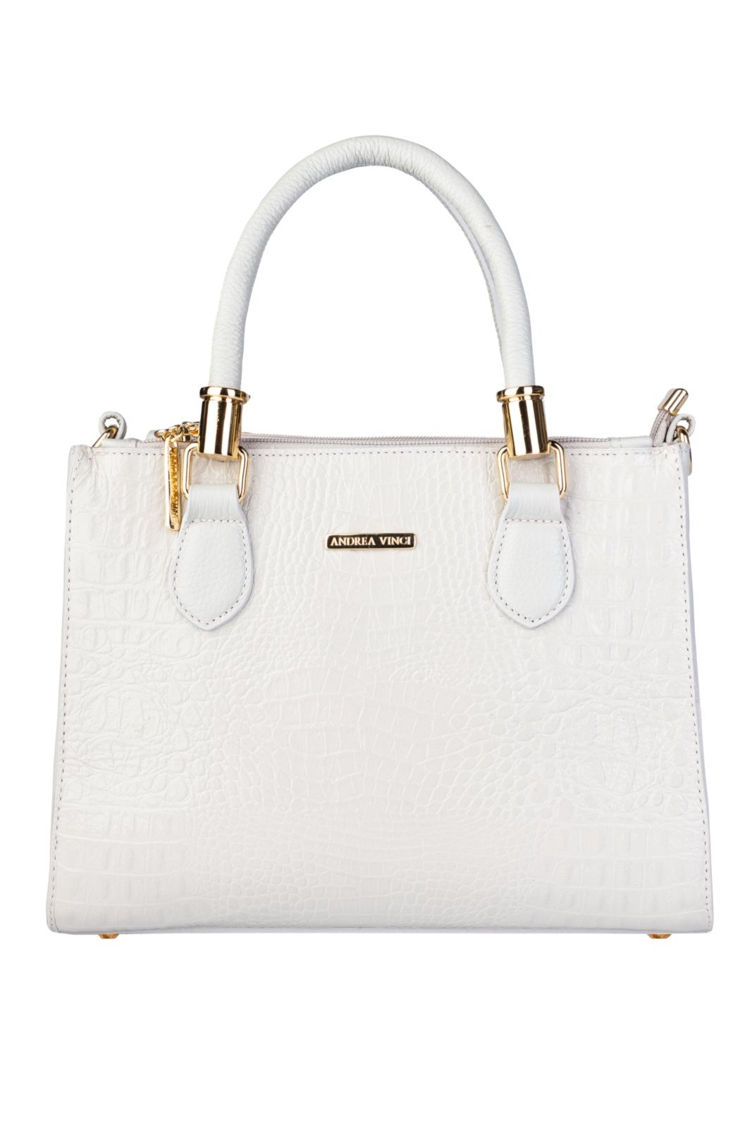 Bolsa Andrea Vinci Grande De Couro Croco Estruturada Emilia – Marfim