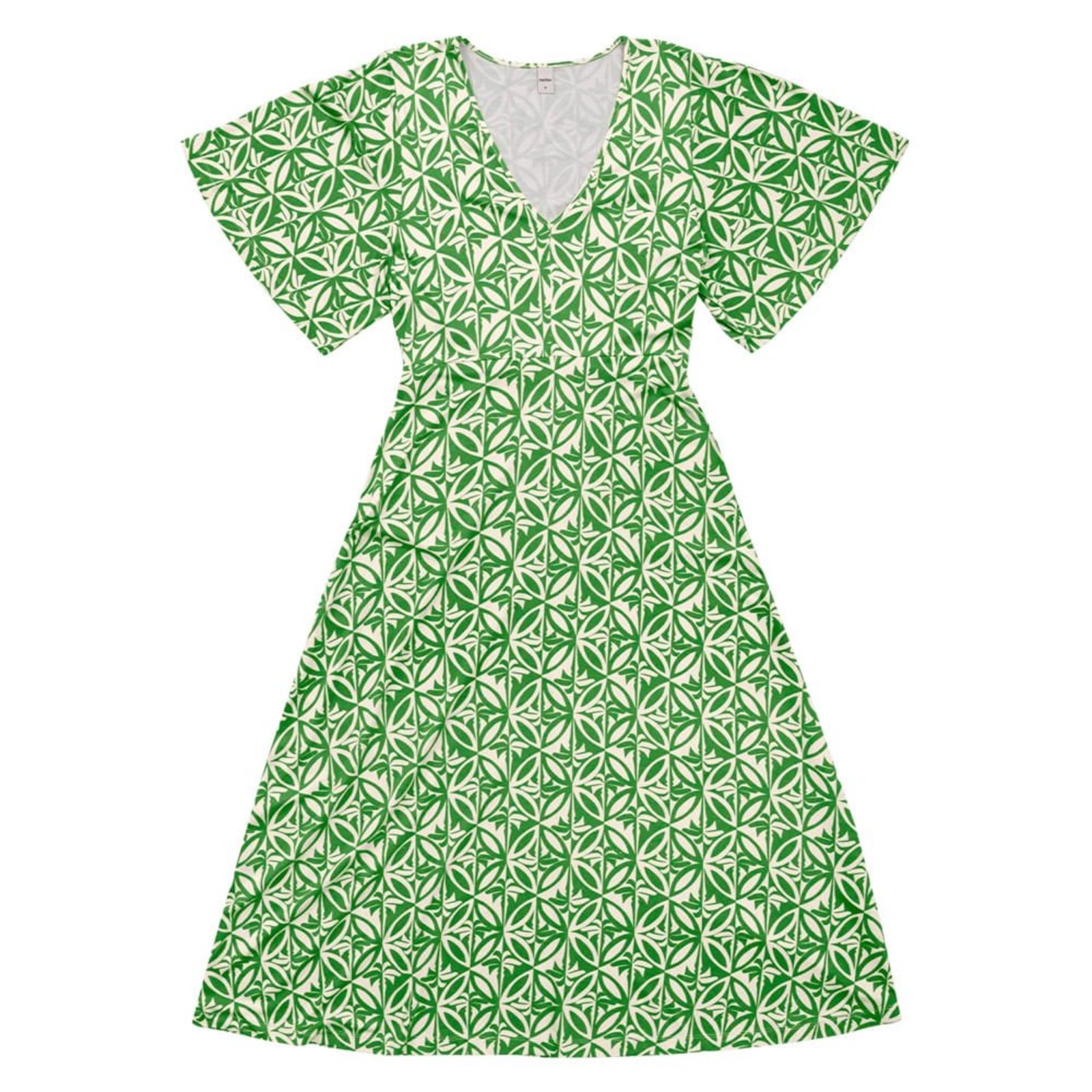 Vestido Midi Feminino Rovitex Estampado Manga Godê Verde