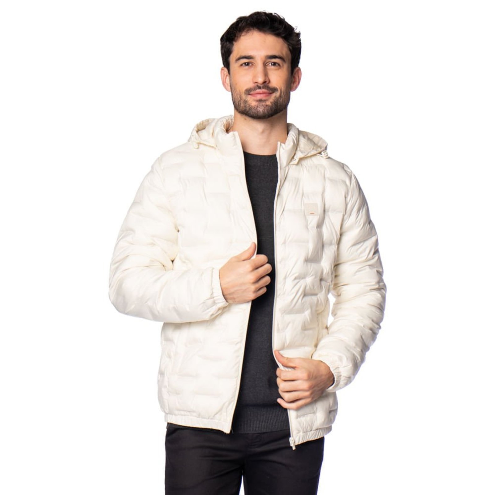 Jaqueta Puffer Masculina Gangster Ultrasonic Off White