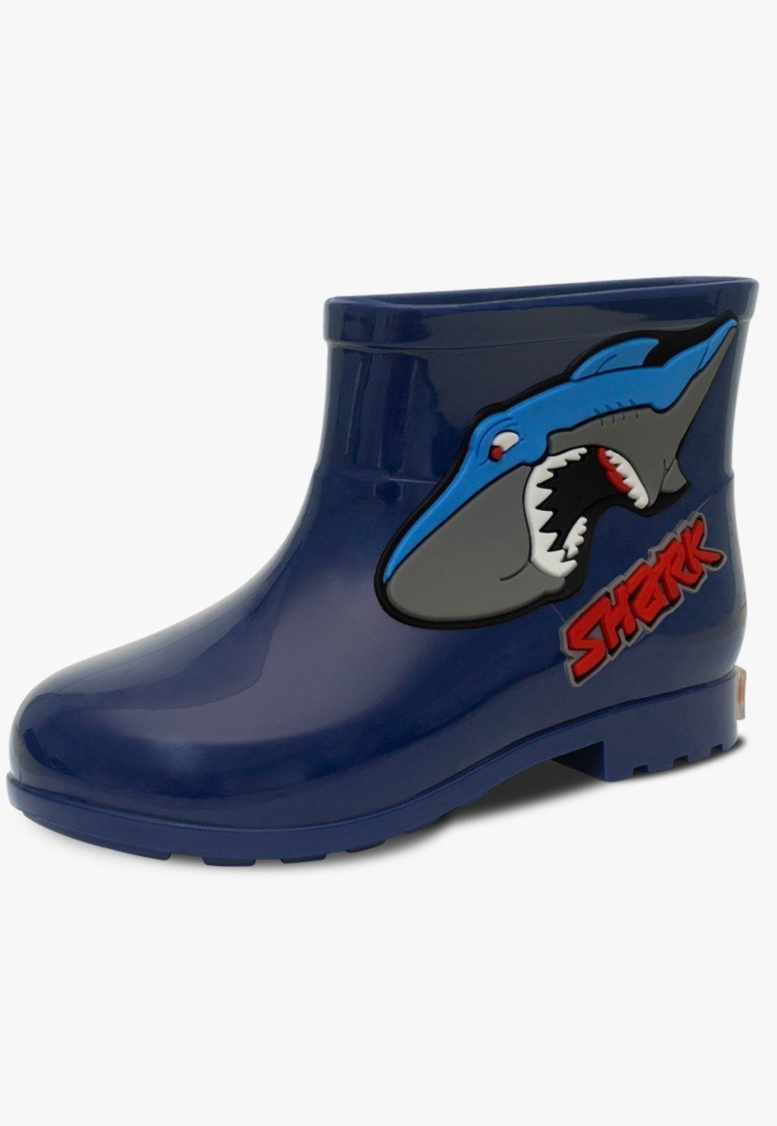 Infantil - Bota Galocha Cano Baixo Pópidi Masculino Tubarao Azul Marinho