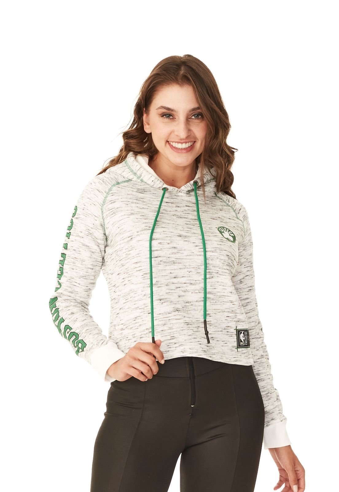 Moletom NBA Feminino Fechado Com Capuz Boston Celtics Off White