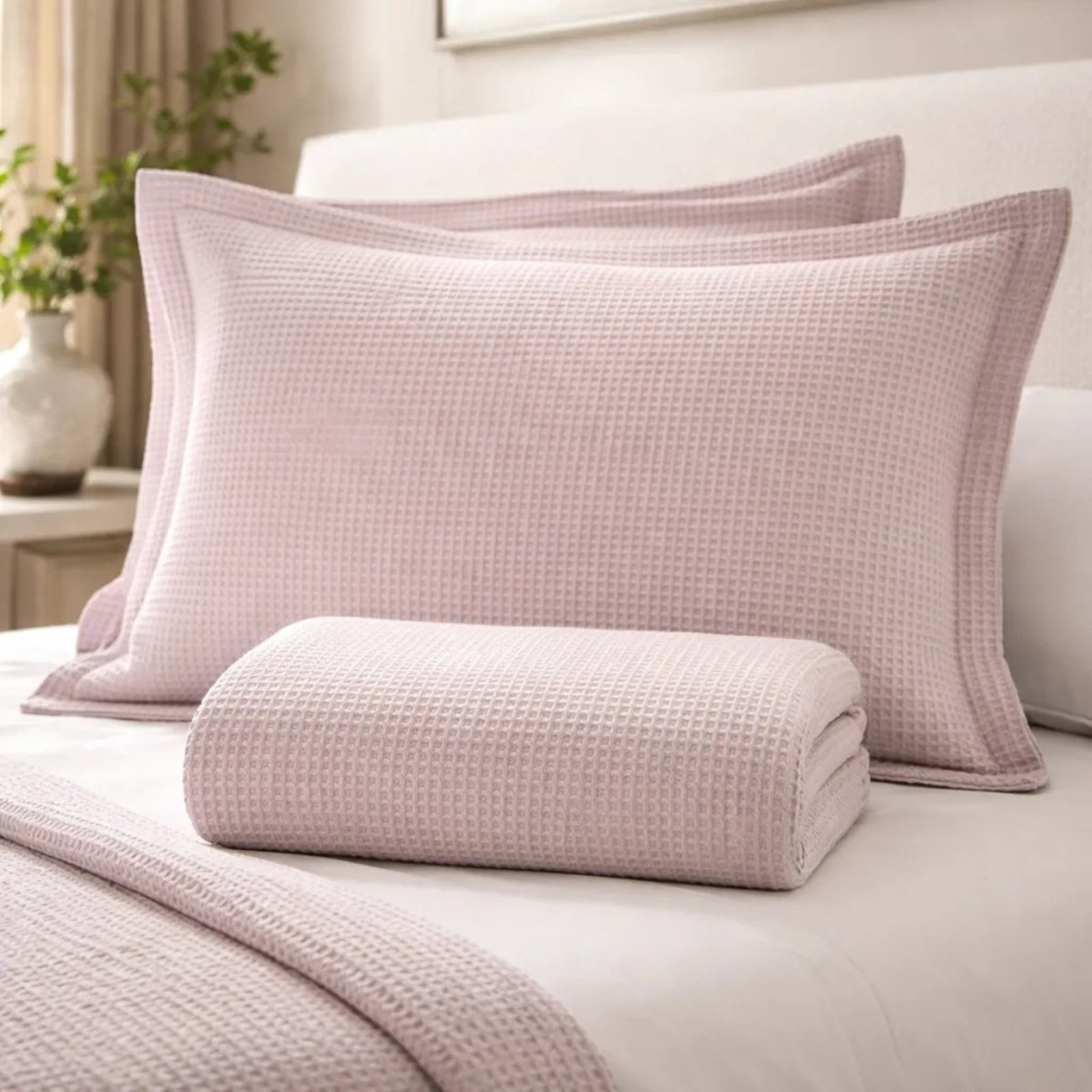Kit Colcha King Piquet Dohler Algodão 3 Peças Rosa
