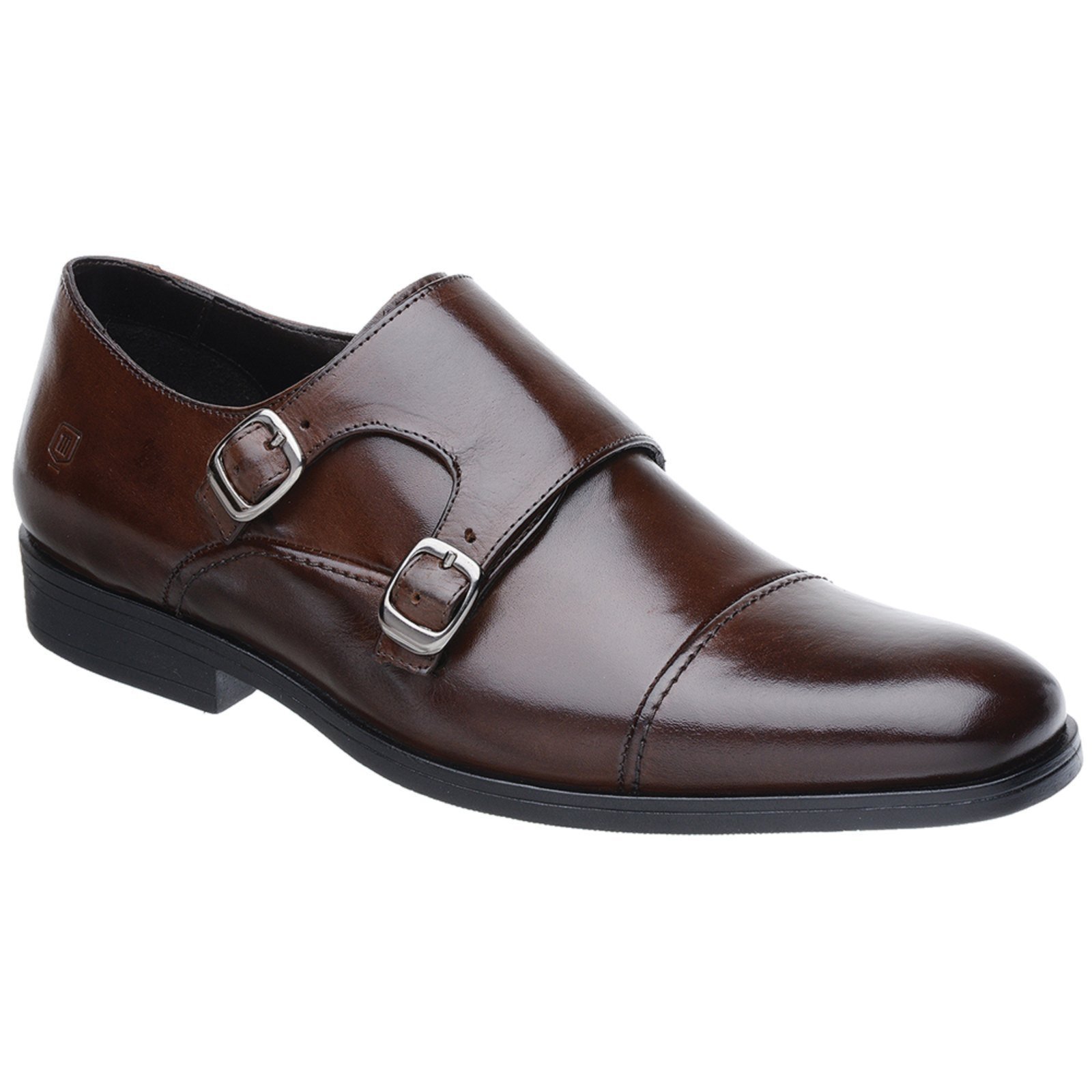 Sapato Monk Strap Masculino Malbork Couro Café Fivela Solado Borracha