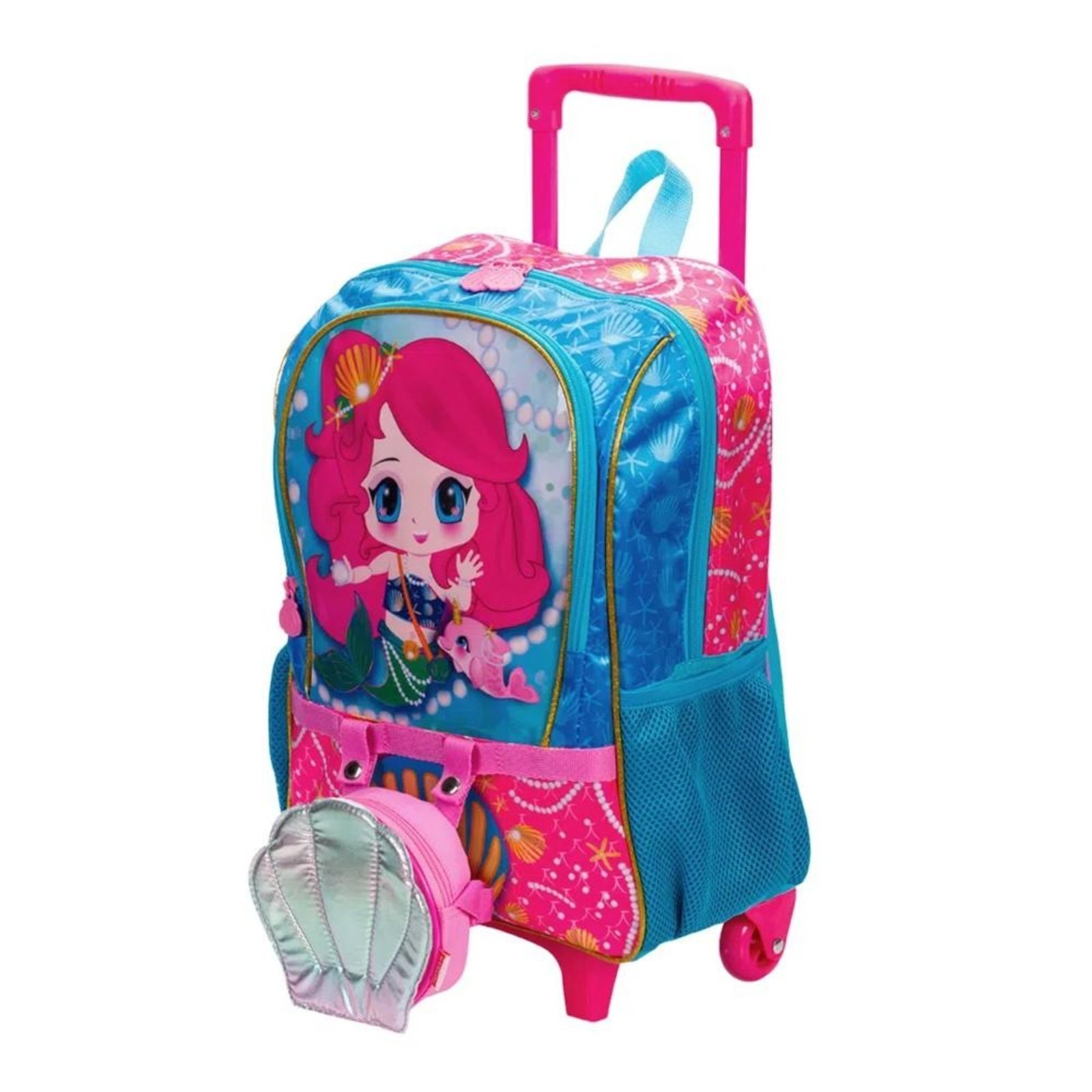 Vista 3 Infantil - Mochila Sestini Com Rodinhas e Bolsa Y Anime Azul incolor azul Sestini incolor azul