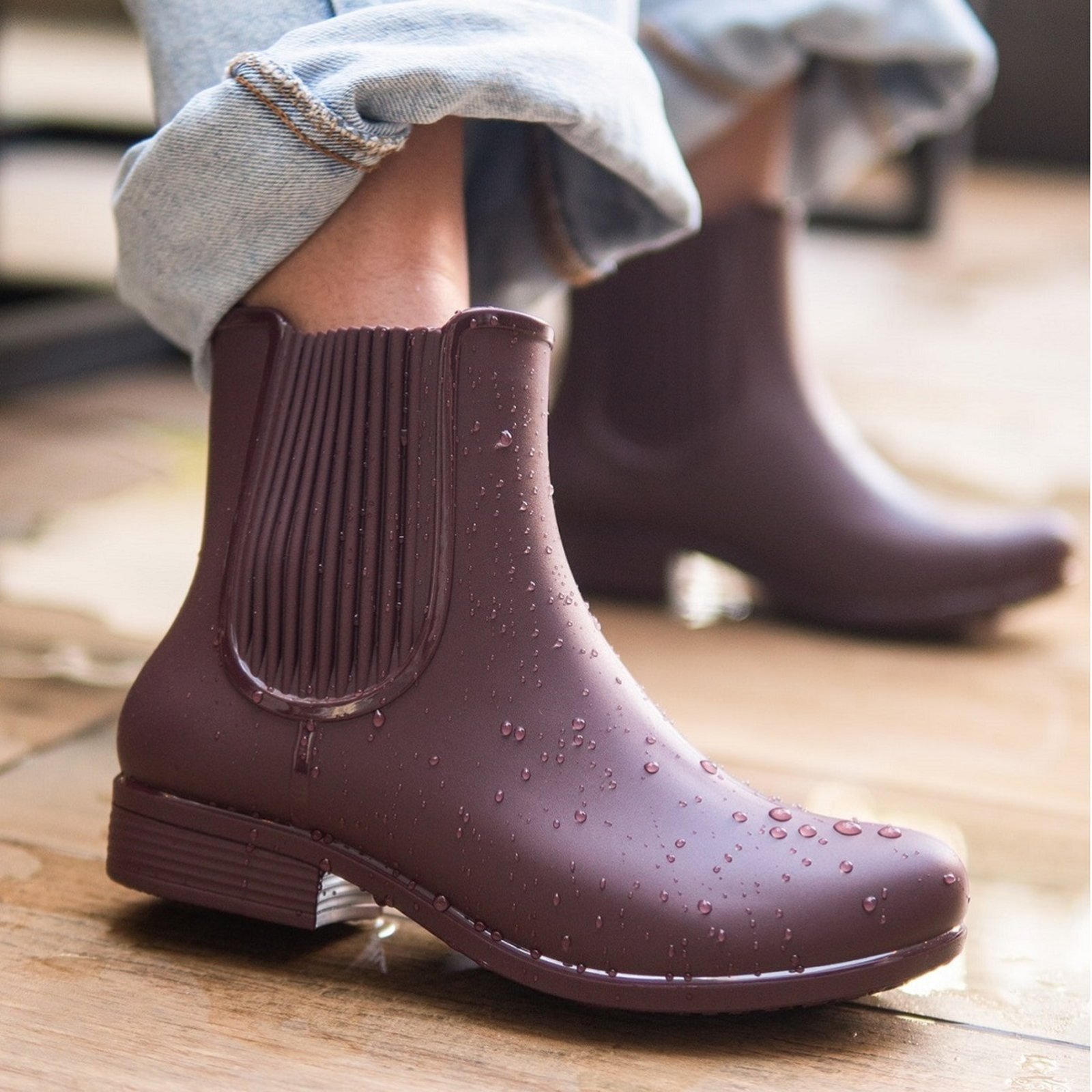 Vista 3 Bota Boaonda Tipo Galocha Ideal para Chuva Confortável Açai bordô/roxo/vinho Boaonda bordô/roxo/vinho
