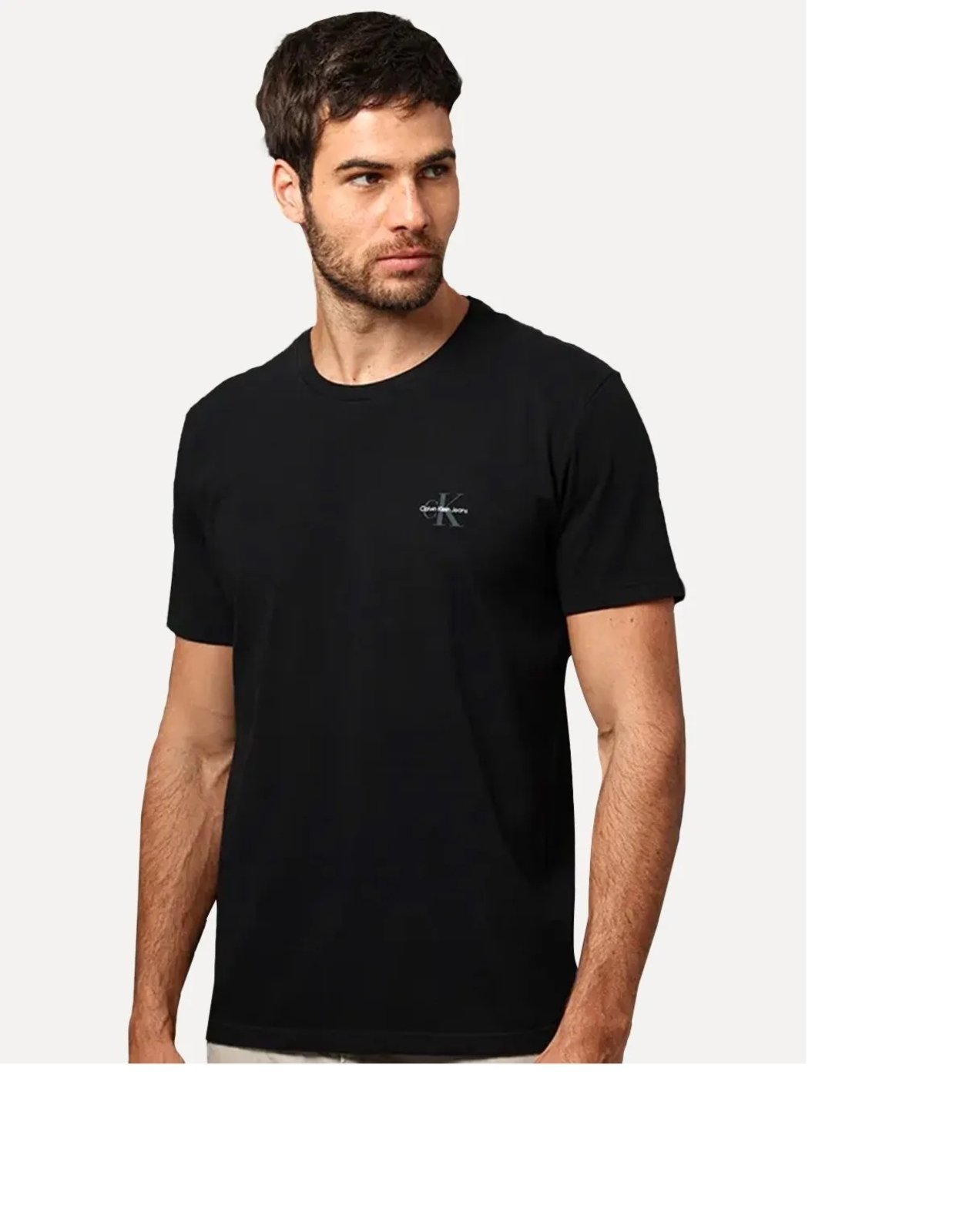 Camiseta Calvin Klein Jeans Masculina New Mono Logo Re Issue Preta