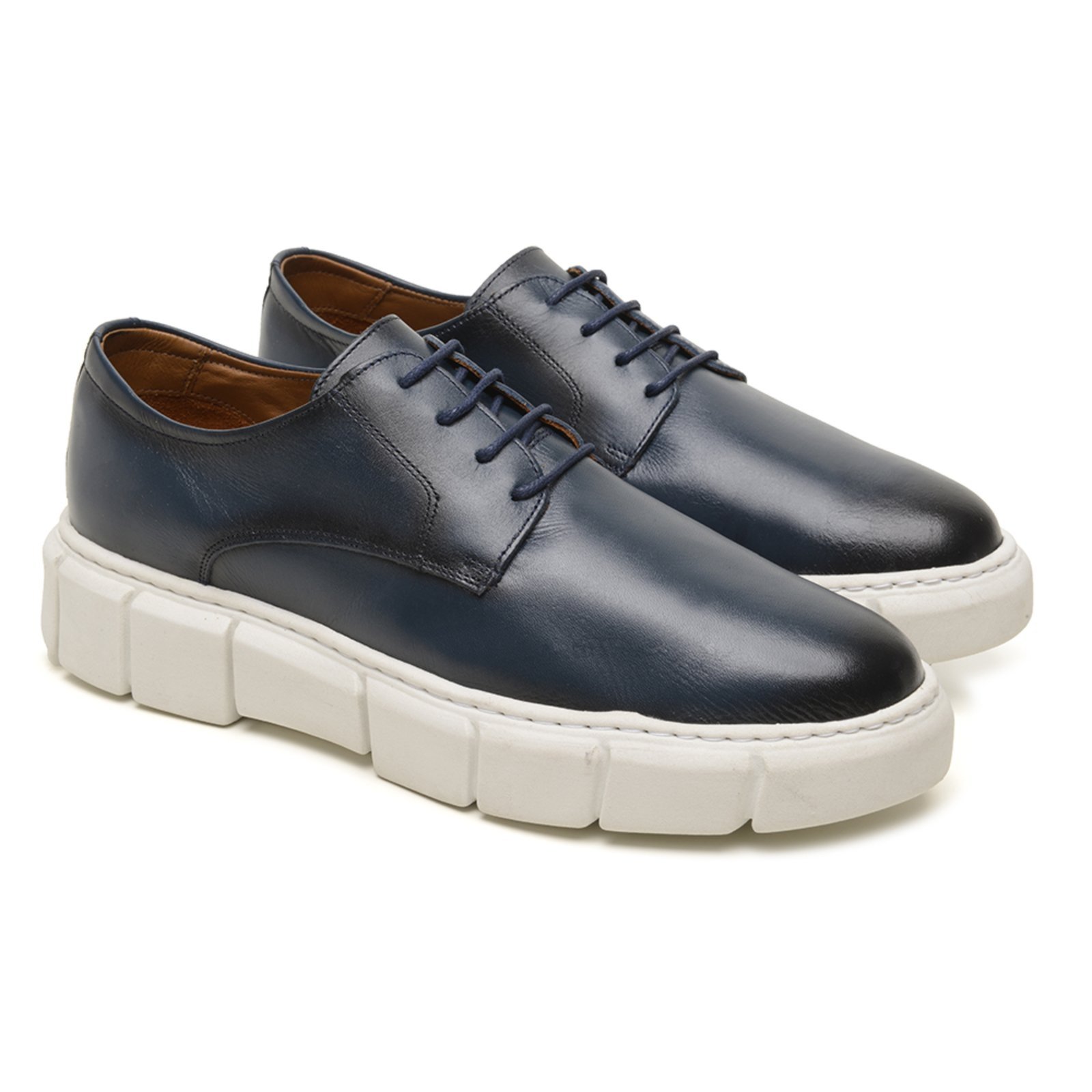 Sapato Masculino Sapatenis Casual Couro Legítimo Azul Marinho