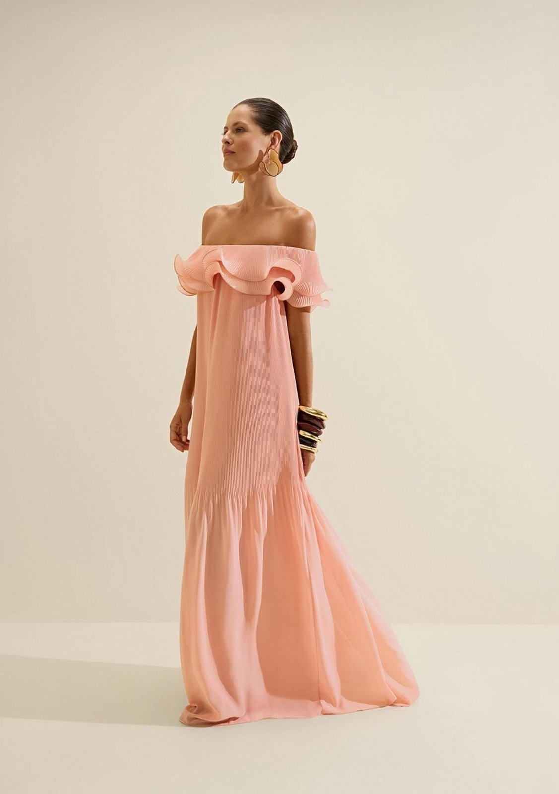 Vestido Morena Rosa Solto Ombro A Ombro Sem Alça Longo - Rosa