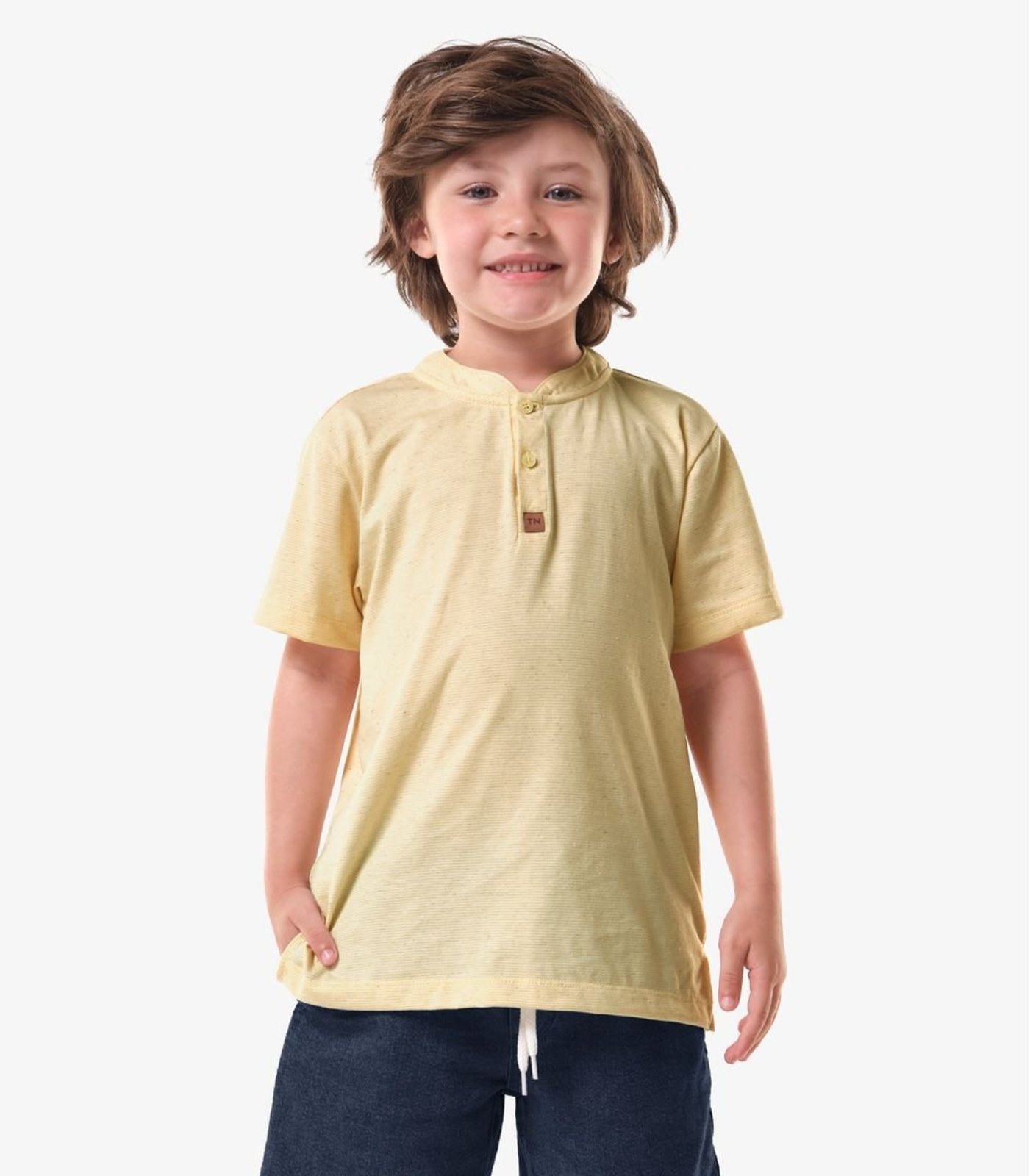 Infantil - Camiseta Menino Meia Malha Trick Nick Amarelo
