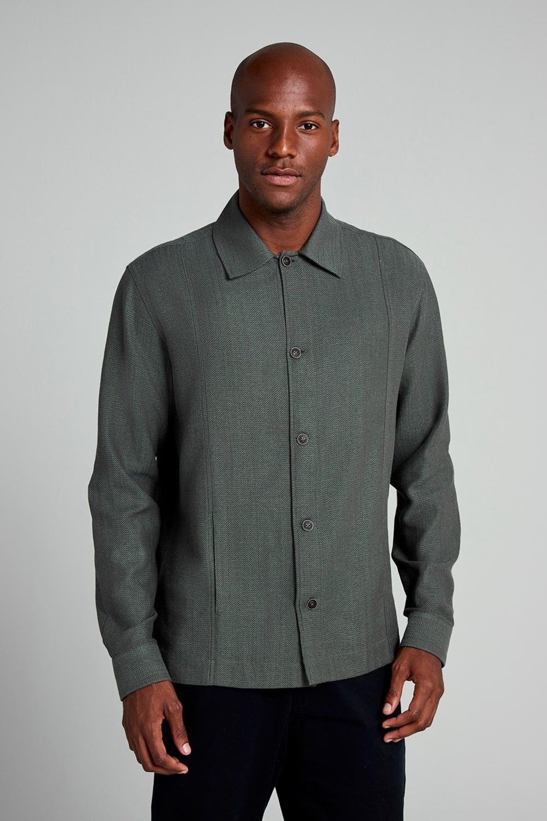 Camisa Linen Blend Modern Fit, 014379 Verde