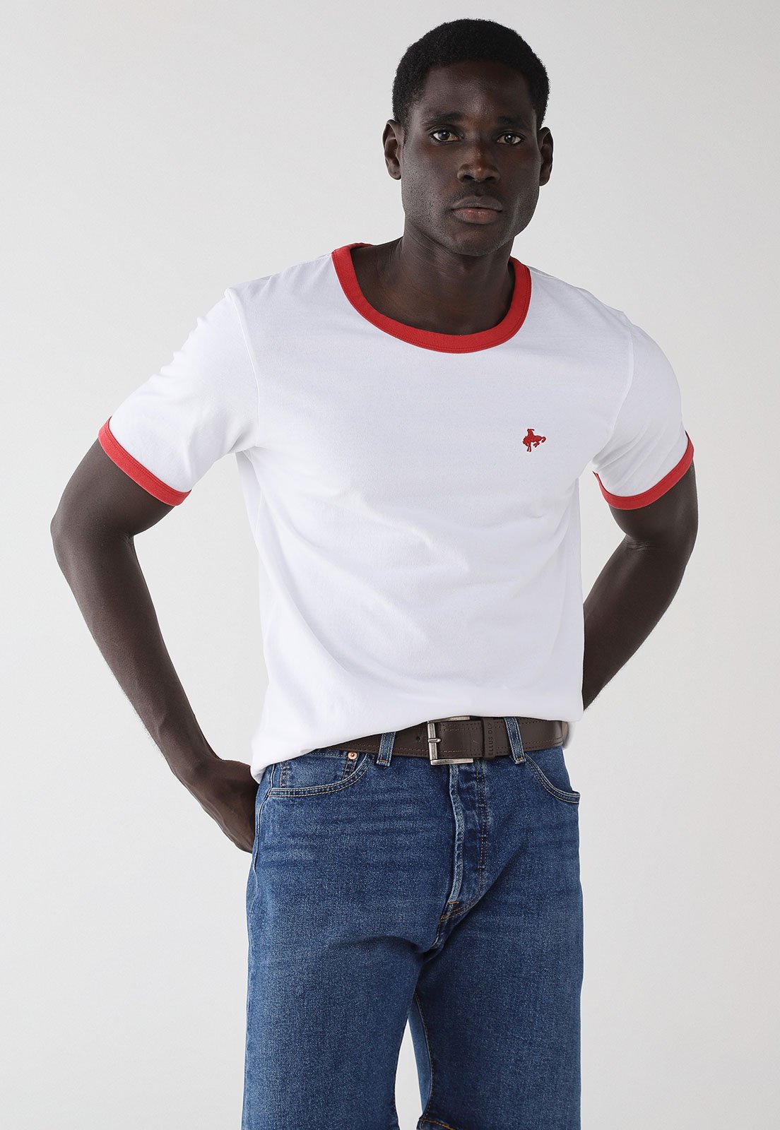 Camiseta Masculina Levis Retro EMB Ringer TE Branca