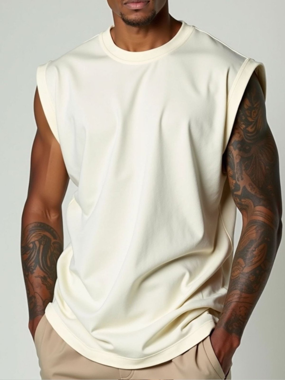 Camiseta Regata Masculina Oversized GuGi Lisa Off White