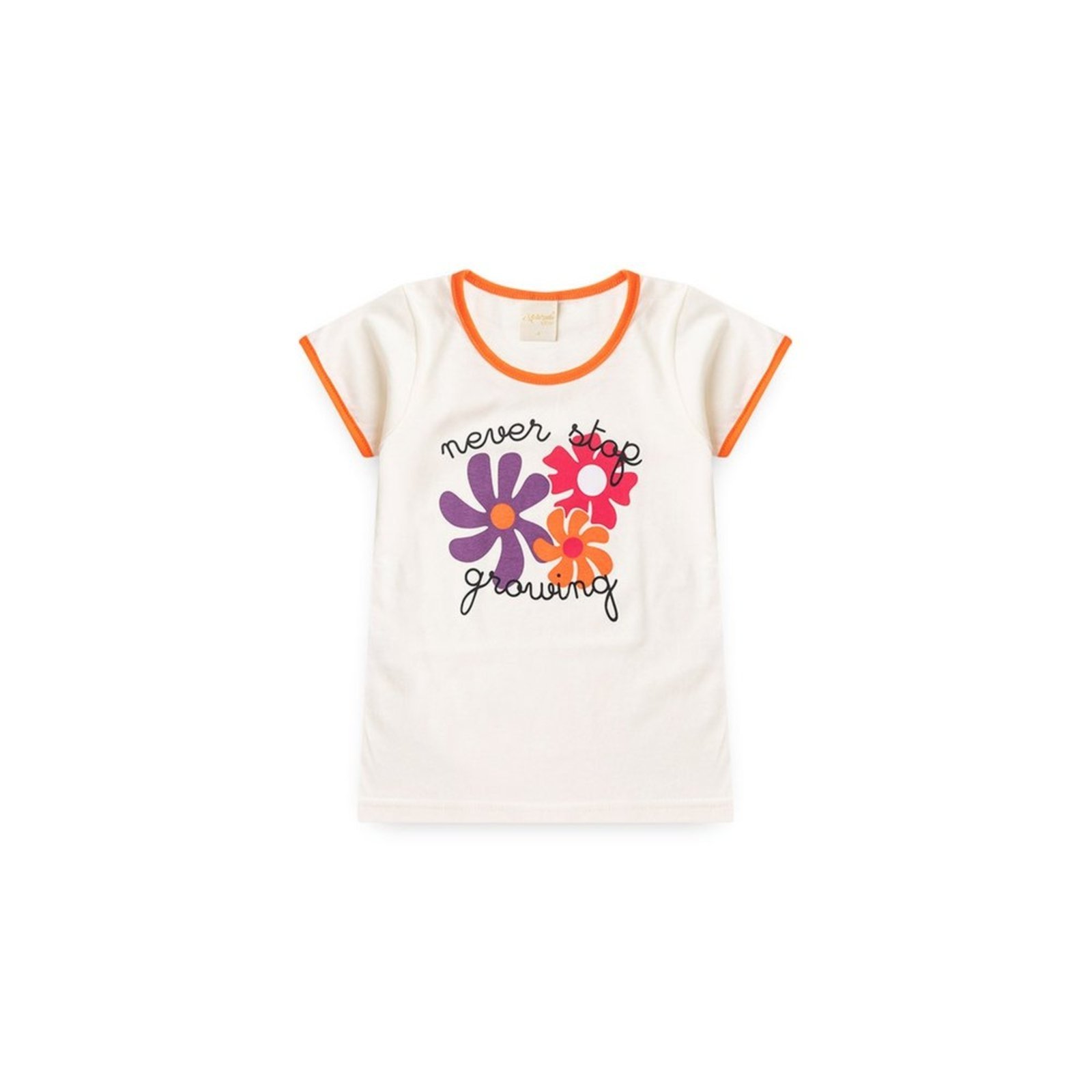 Vista 3 Infantil - Conjunto Molekada Verão Menina Natural Blusa e Shorts Boxeador Florizinhas bege natural Molekada bege natural