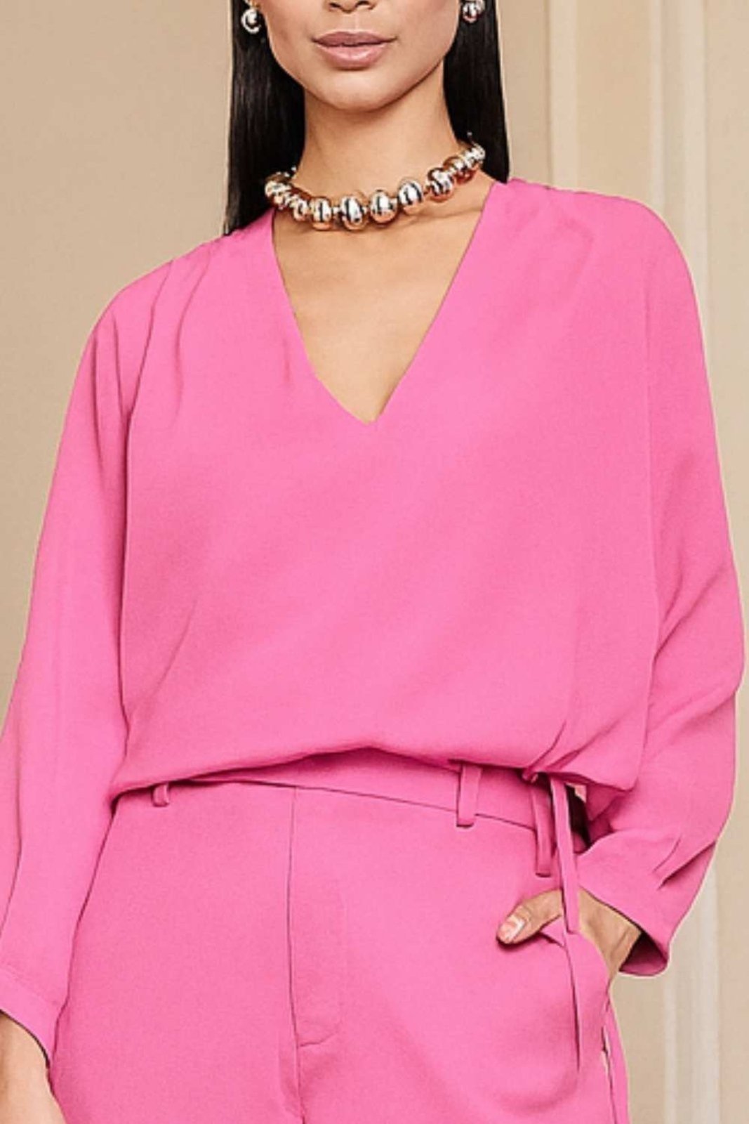 Blusa Vanibele Crepe Rosa