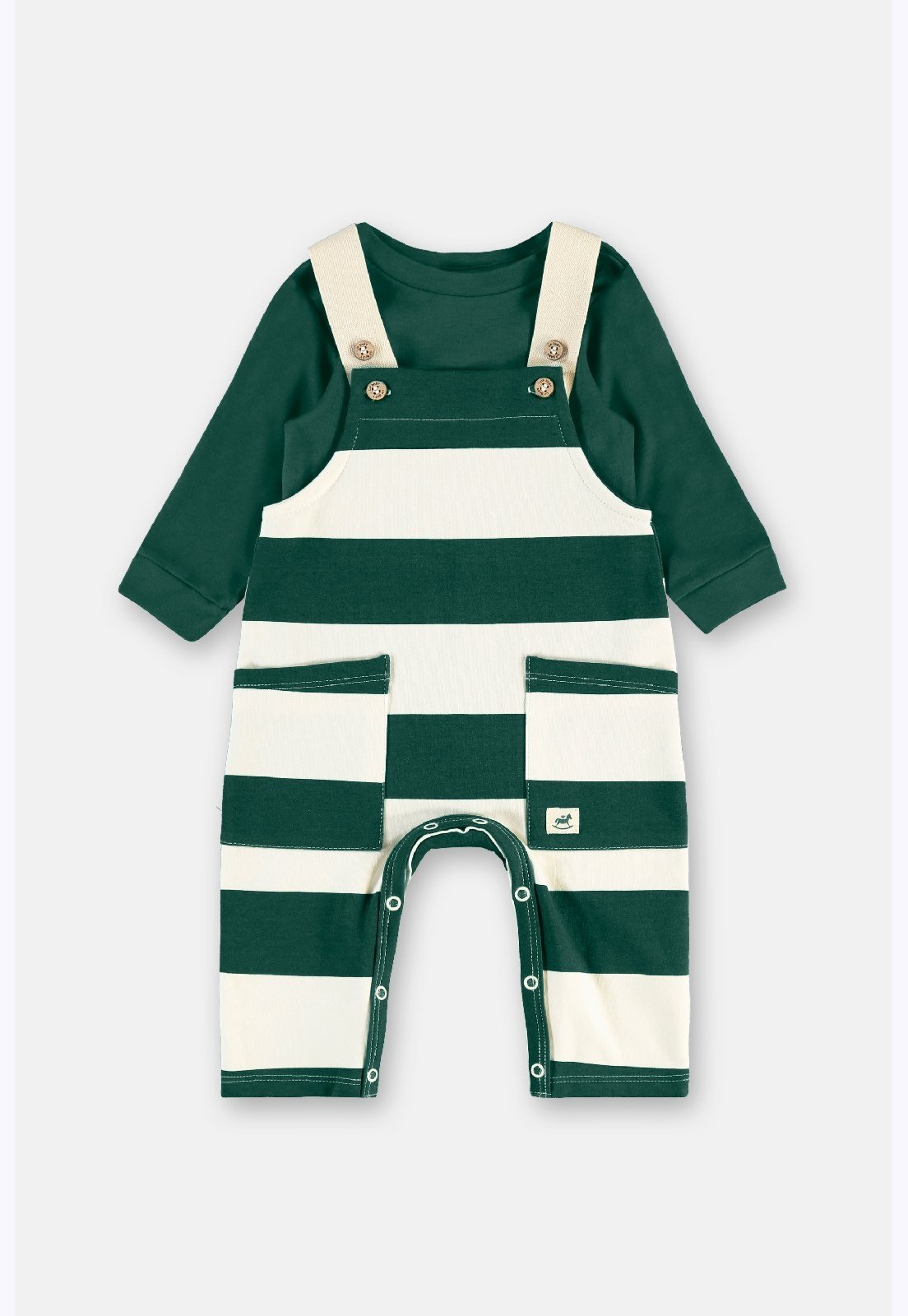 Infantil - Conjunto Jardineira Up Baby Bege