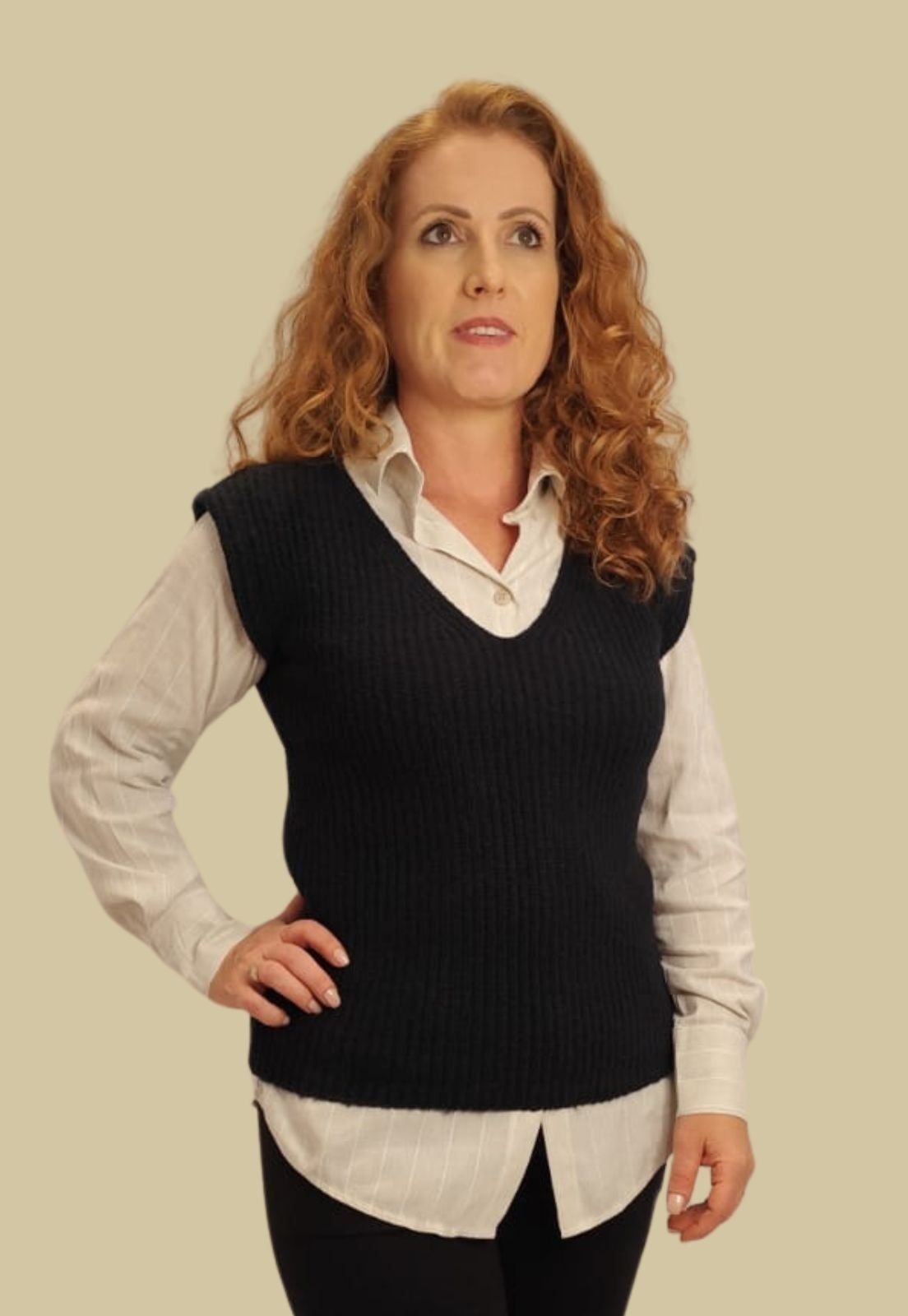 Colete Tomasini Tricot Decote V Preto