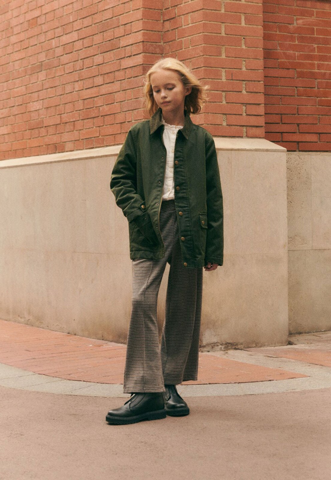 Infantil - Calça MANGO Pied-De-Poule Marrom