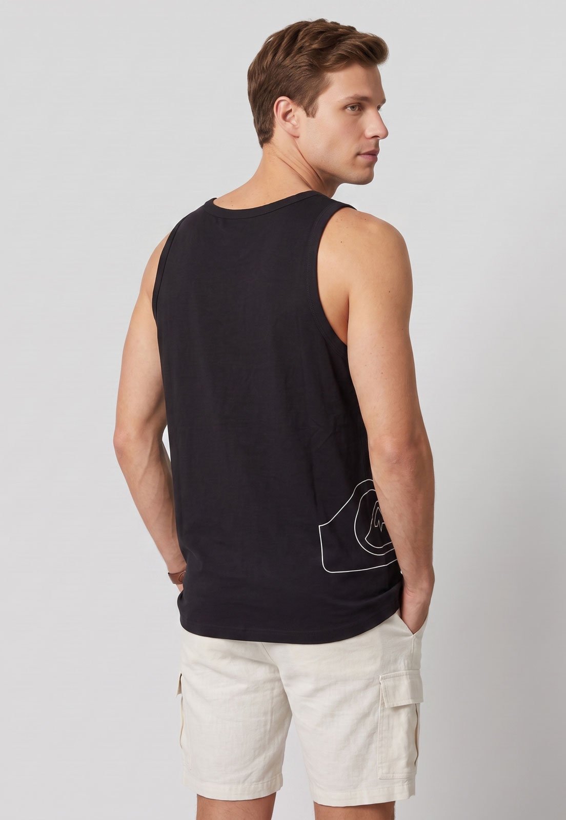 Regata Masculina Quiksilver Outline Side Logo Preta