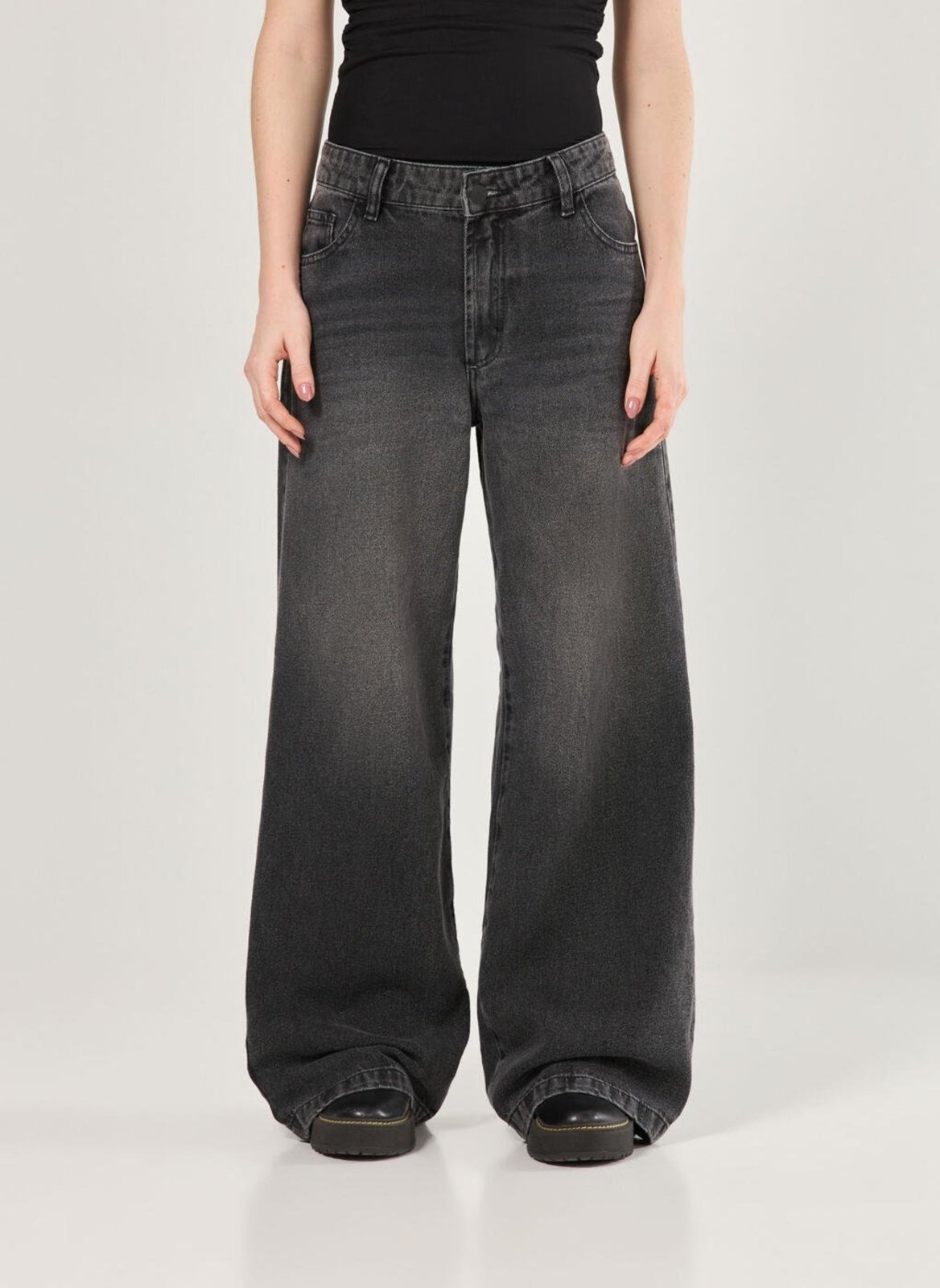 Vista 3 Calça Wide Leg Jeans De Cintura Baixa Youcom preto Youcom preto