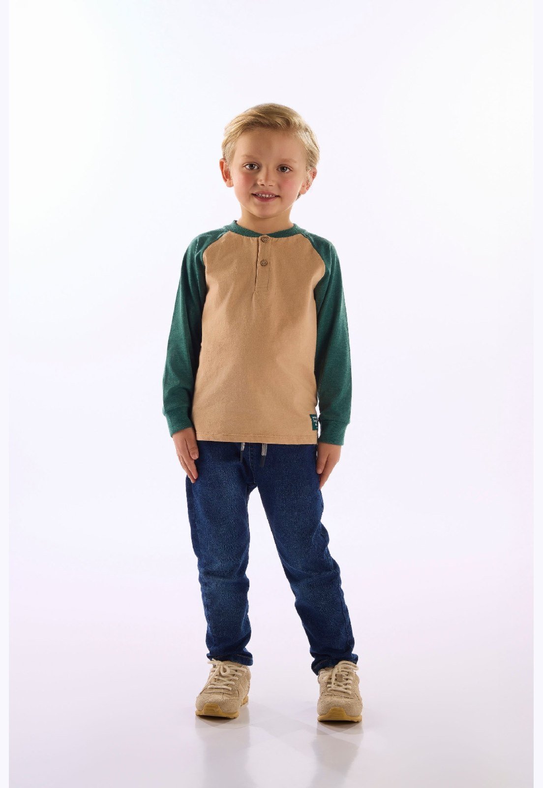 Infantil - Camiseta Raglan Peitilho Up Baby Branco