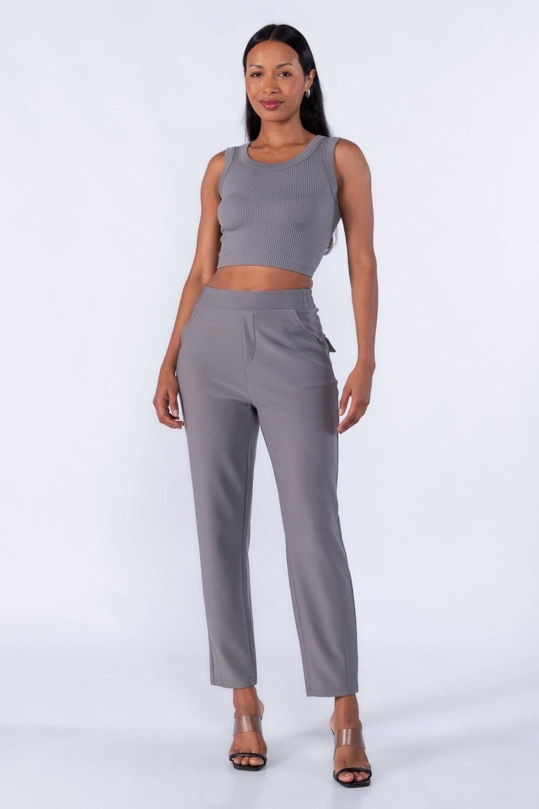Calça Social Com Bolsos Cinza