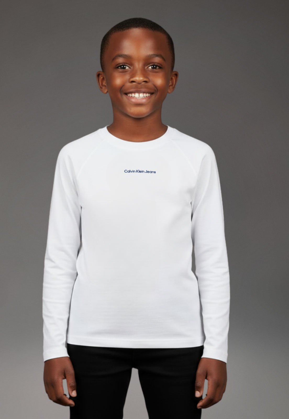 Infantil - Camiseta Calvin Klein Manga Longa Branca