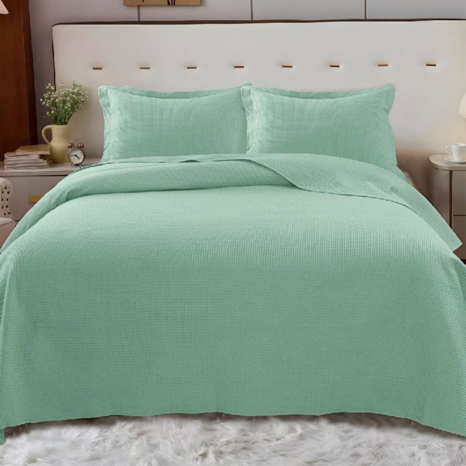 Cobre Leito Colcha Sublyme King 3 Peças - Verde - 100% Poliéster