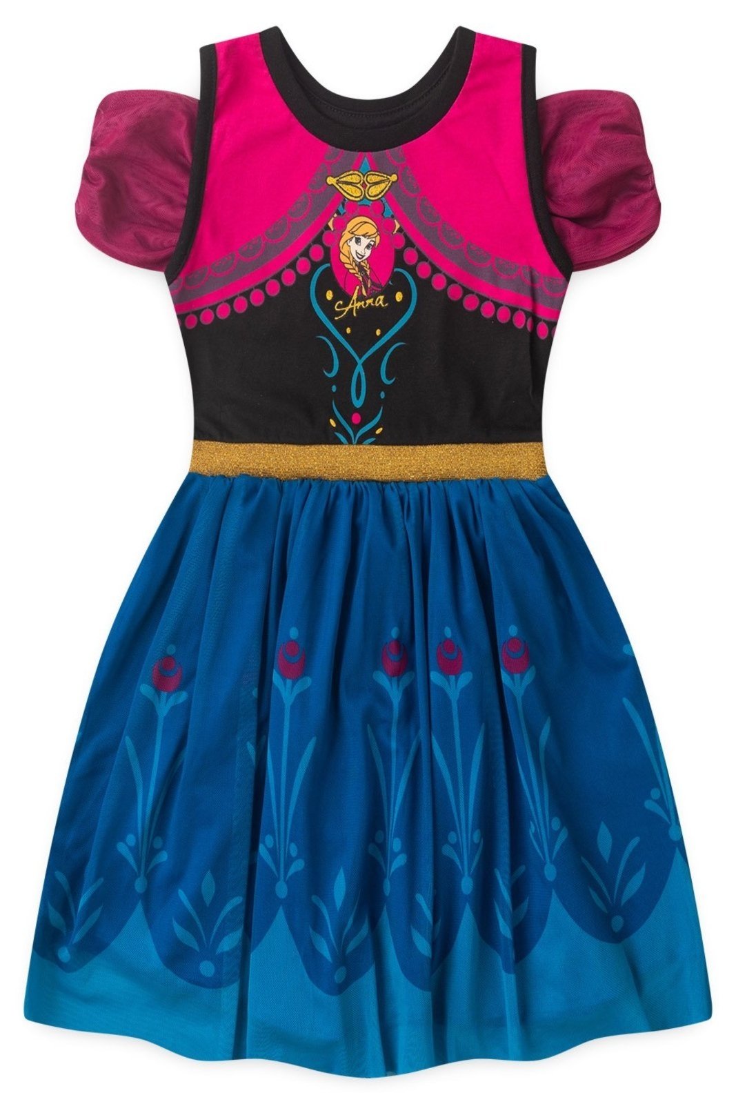 Infantil - Vestido Disney Feminino Anna Azul Royal
