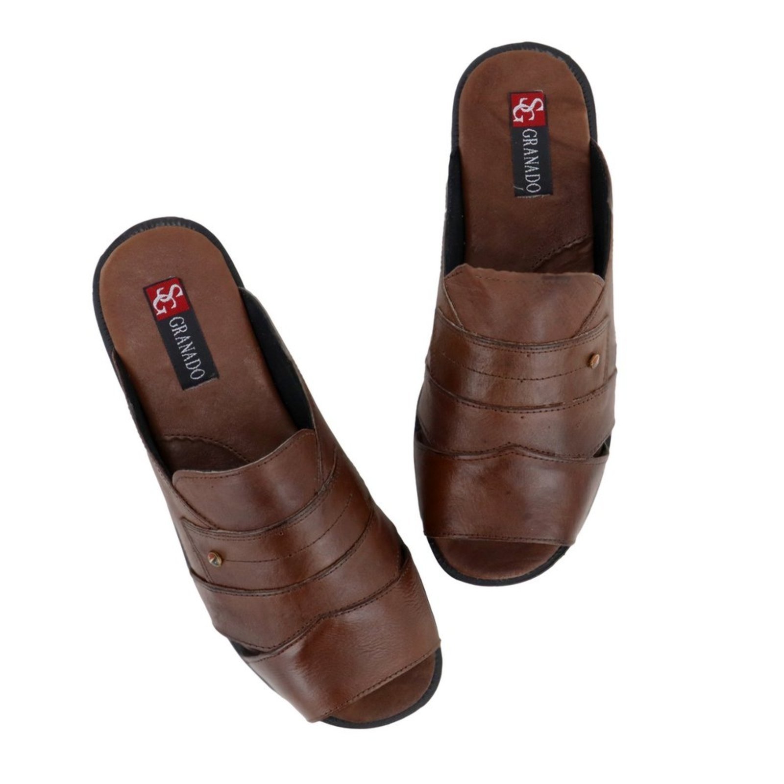 Sandália Babuche Masculina Chinelo Elegante em Couro Conforto 408 Marrom