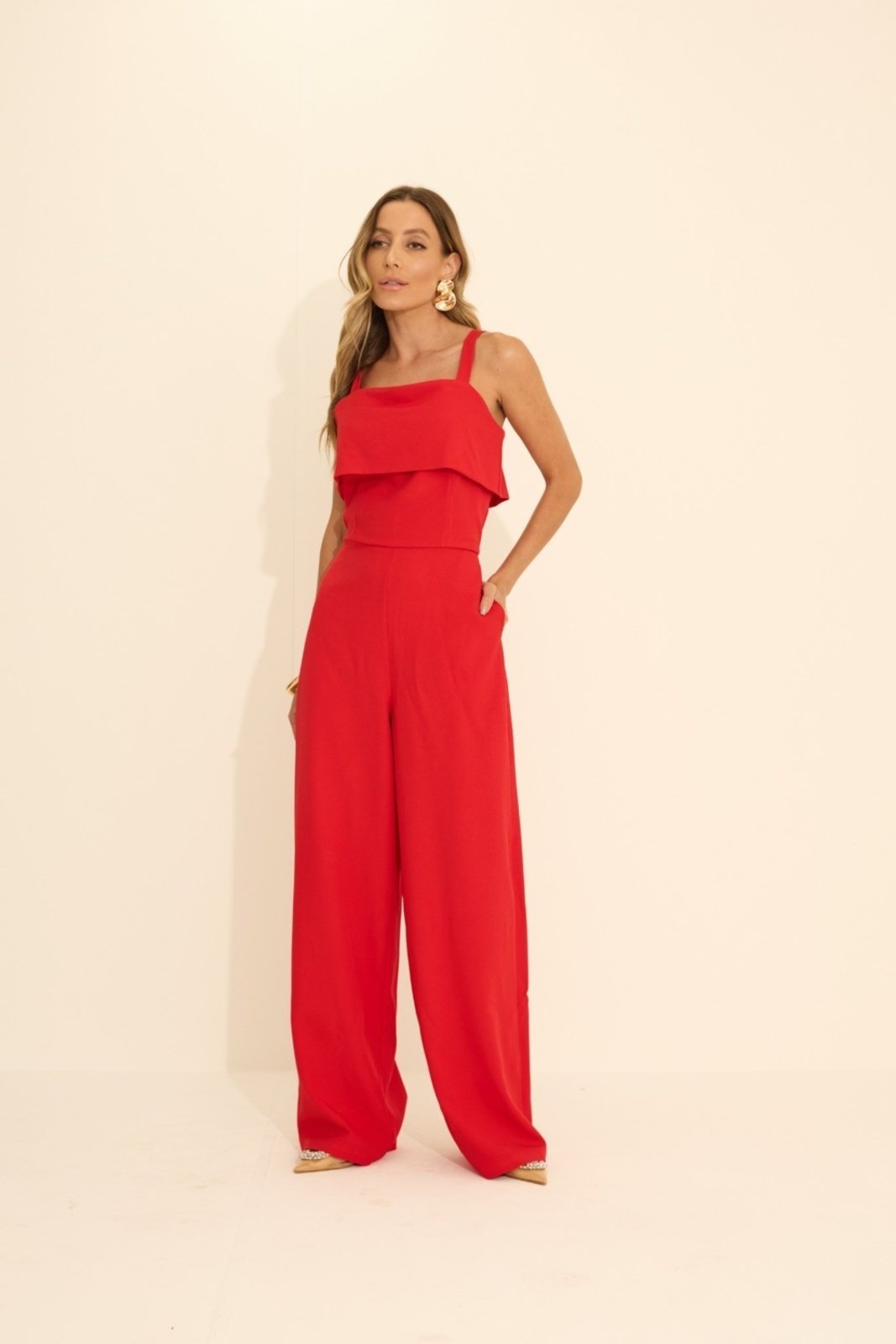 Macacão Vanibele Alfaiataria Vermelho