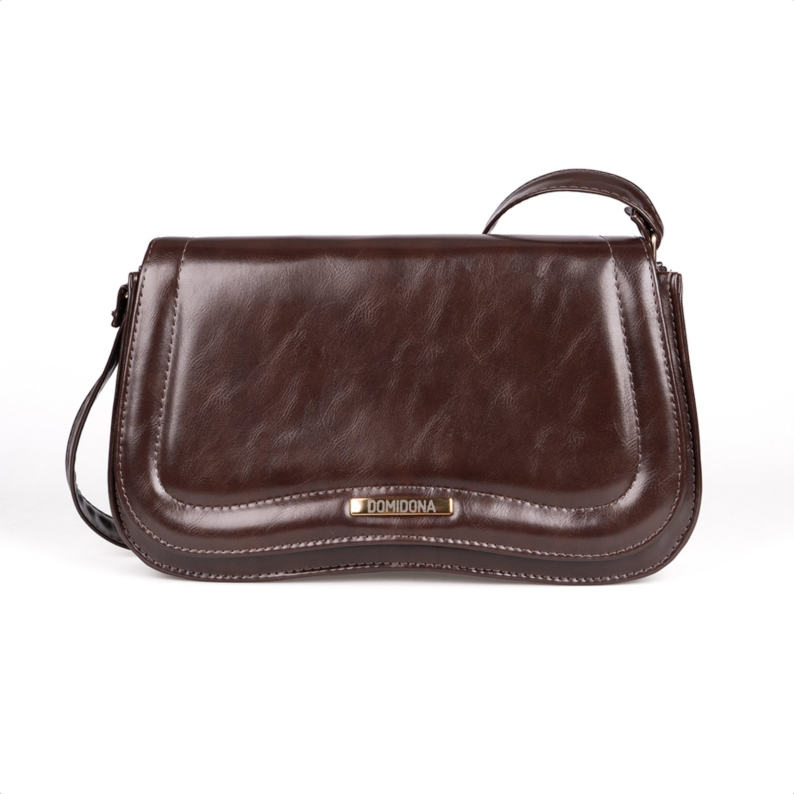 Bolsa Tiracolo Marrom Feminina Domidona Média Retrô Chic Alça Ajustável