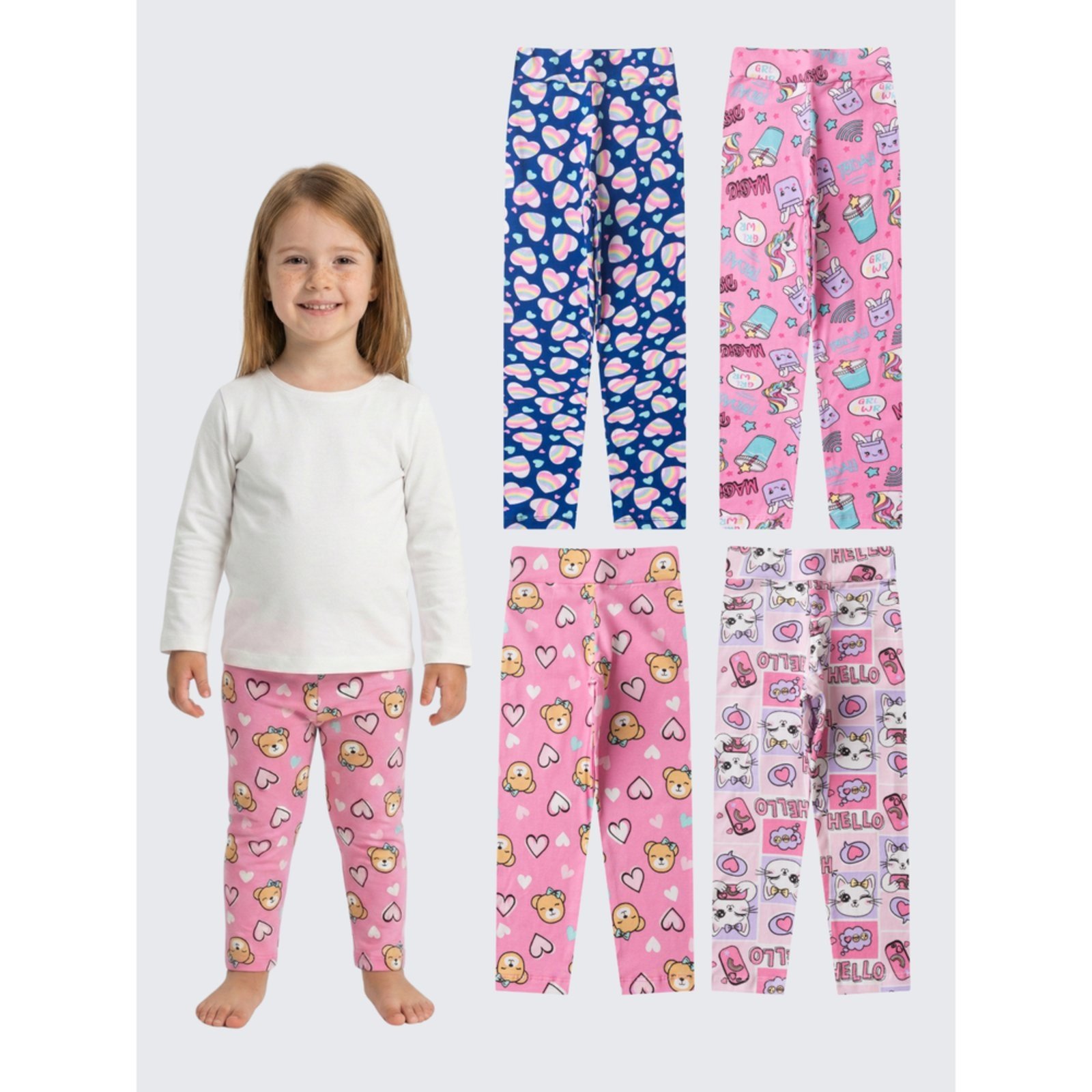 Vista 2 Infantil - Kit Sortido Calças Legging Estampadas Menina ROSA AZUL KIDS multicolorido ROSA AZUL KIDS multicolorido