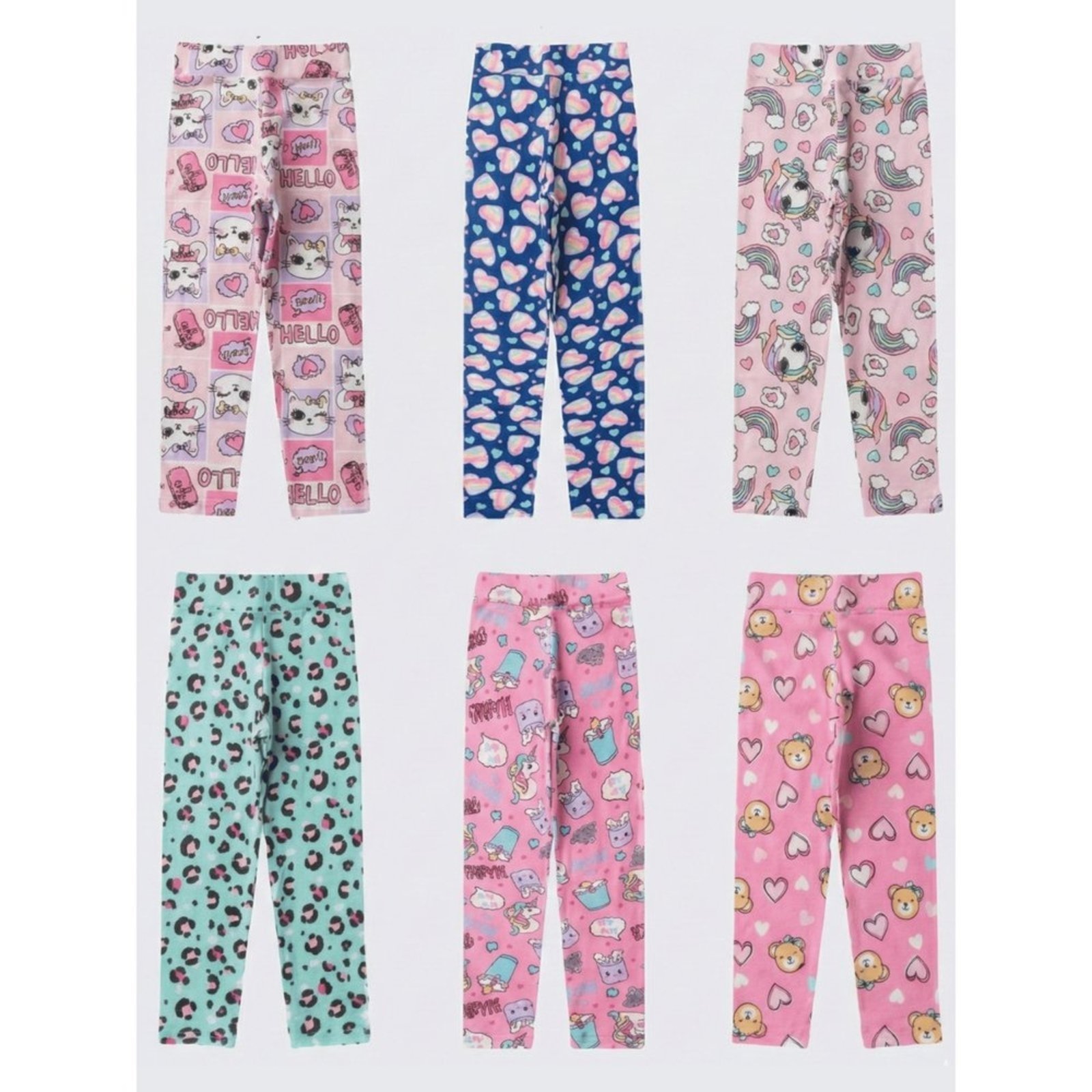 Vista 3 Infantil - Kit Sortido Calças Legging Estampadas Menina ROSA AZUL KIDS multicolorido ROSA AZUL KIDS multicolorido