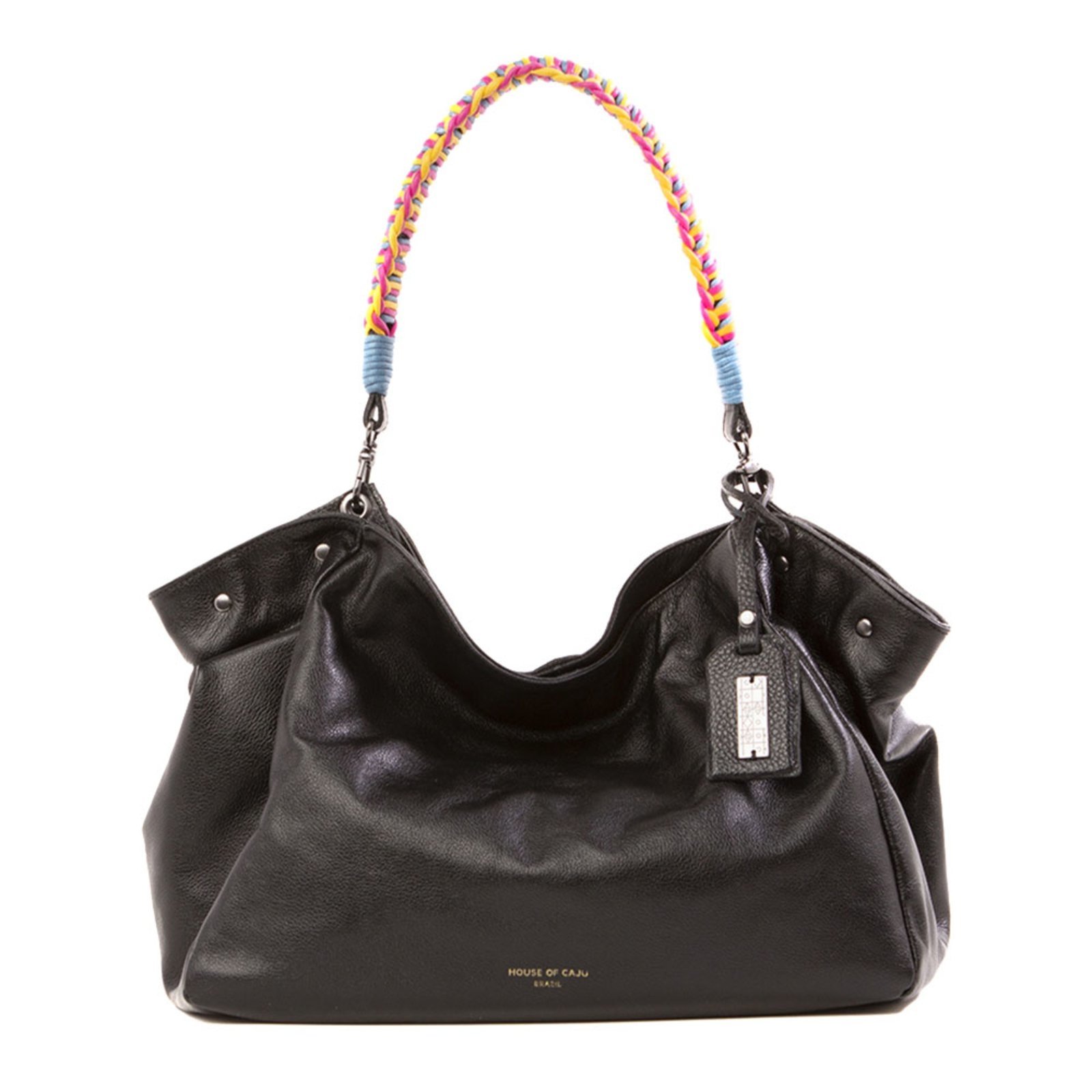 Bolsa Feminina Em Couro TIracolo Preta “Flora Lucena”””