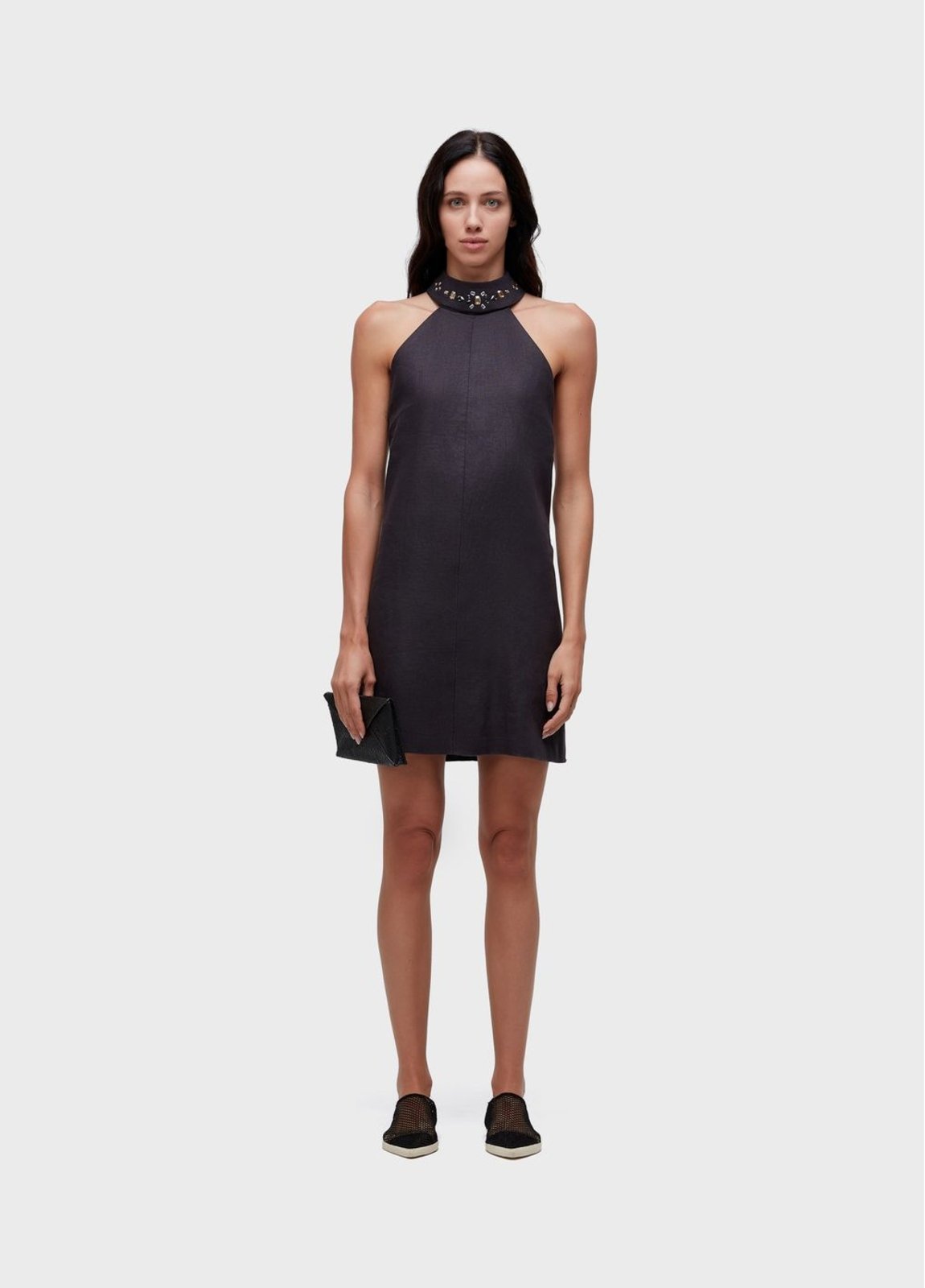 Vestido curto gola cristais OSKLEN