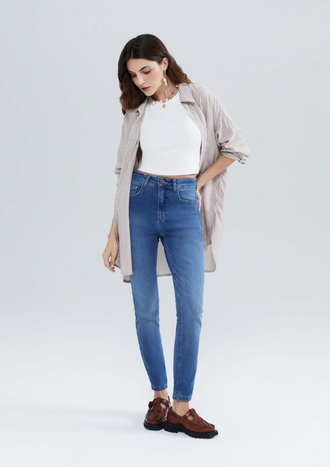Calça Jeans Básica Feminina Cintura Média Skinny Hering