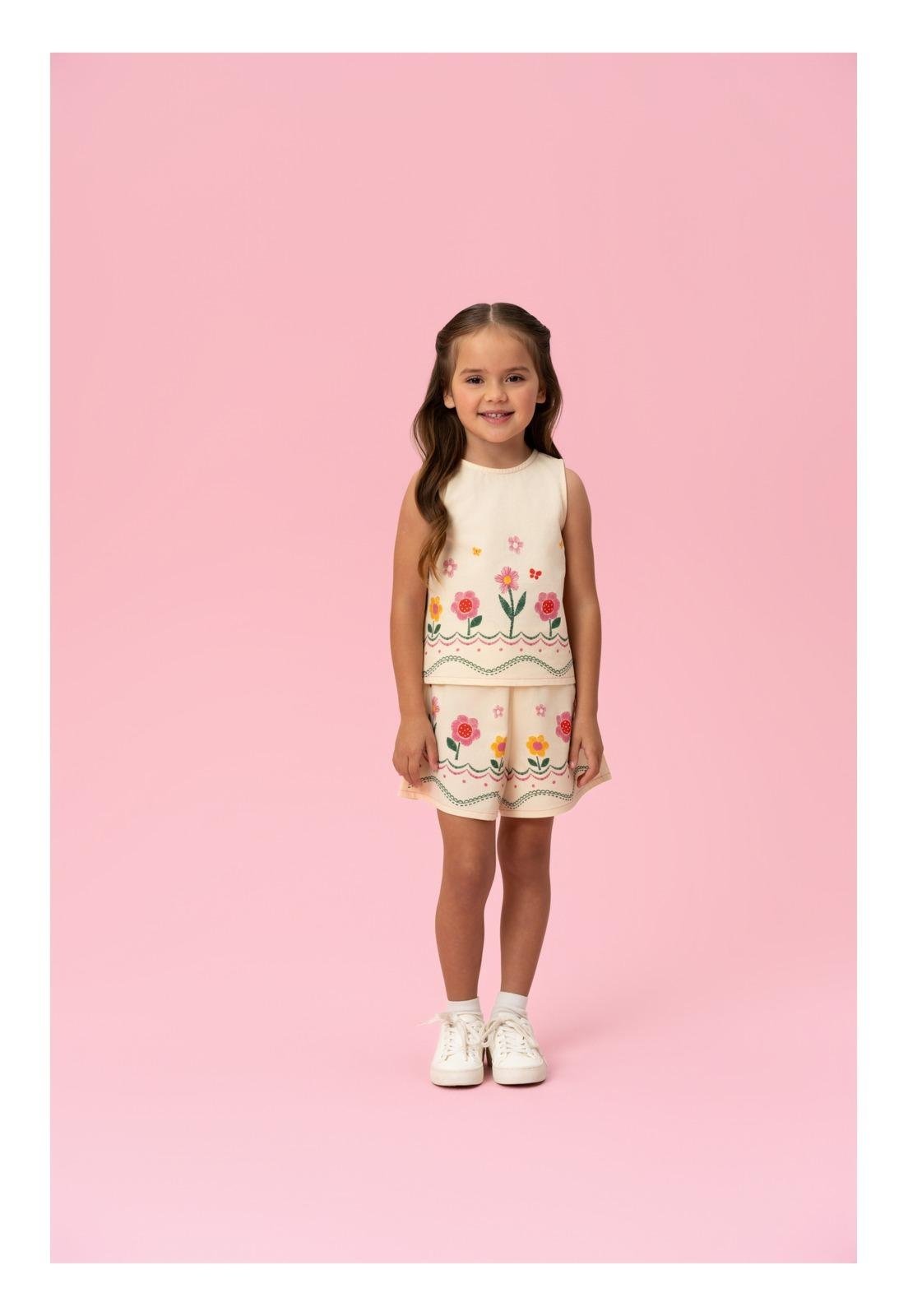 Infantil - CONJUNTO BLUSA E SHORT COM ESTAMPA FLORES MON SUCRE 1 Unico