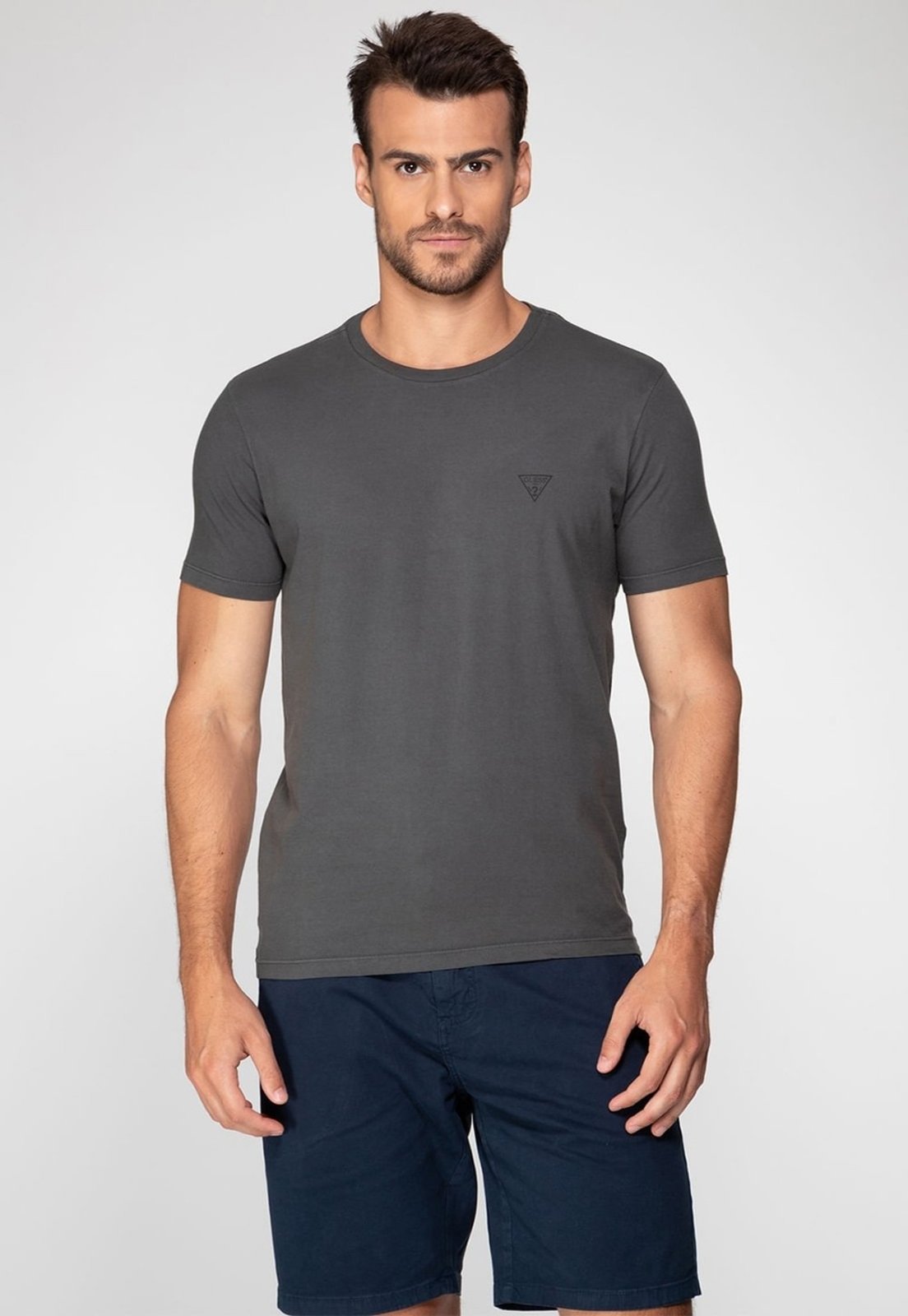 Camiseta Guess Basic Gola C Grafite